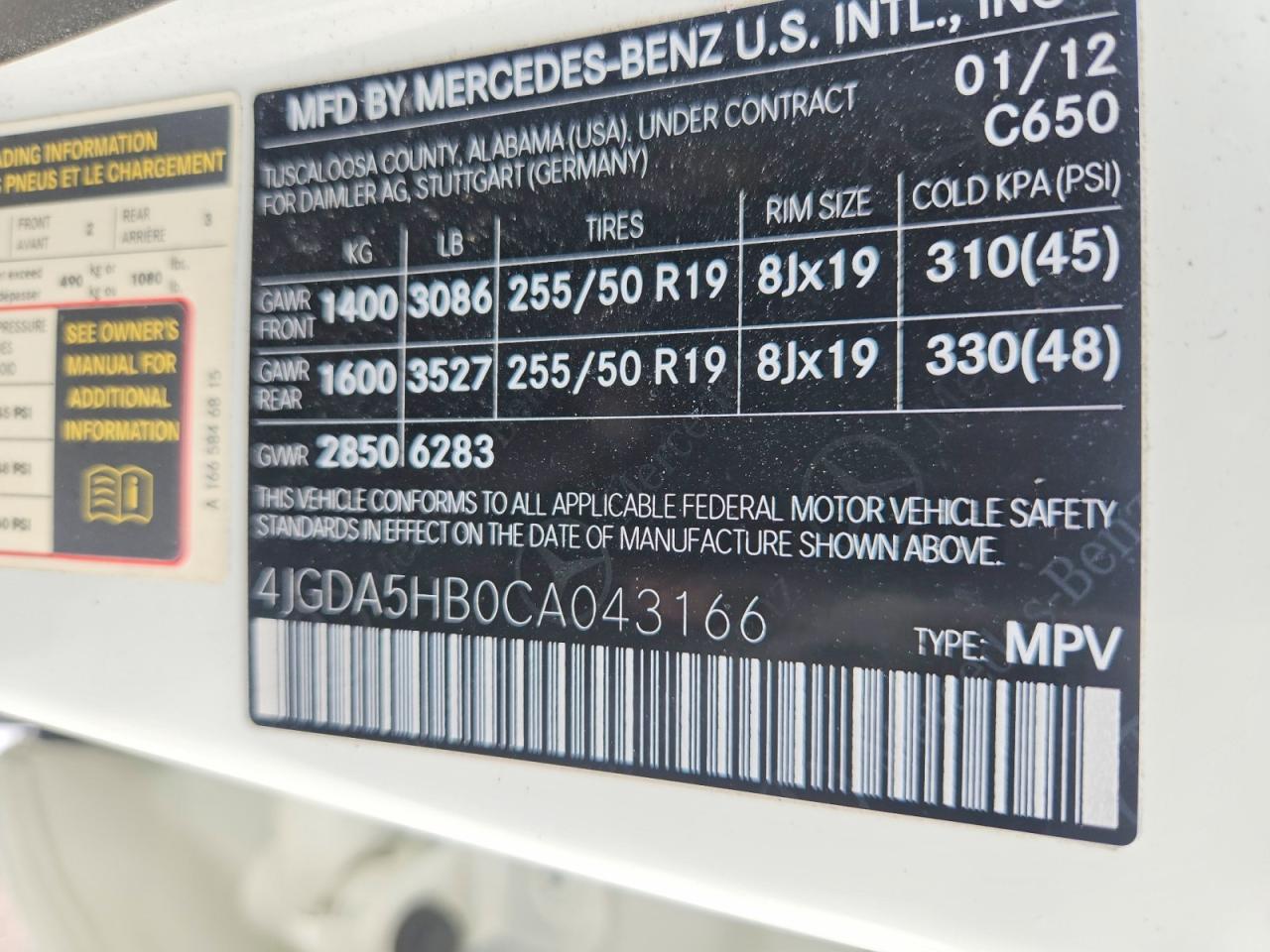 2012 Mercedes-benz Ml 350 4matic White vin: 4JGDA5HB0CA043166