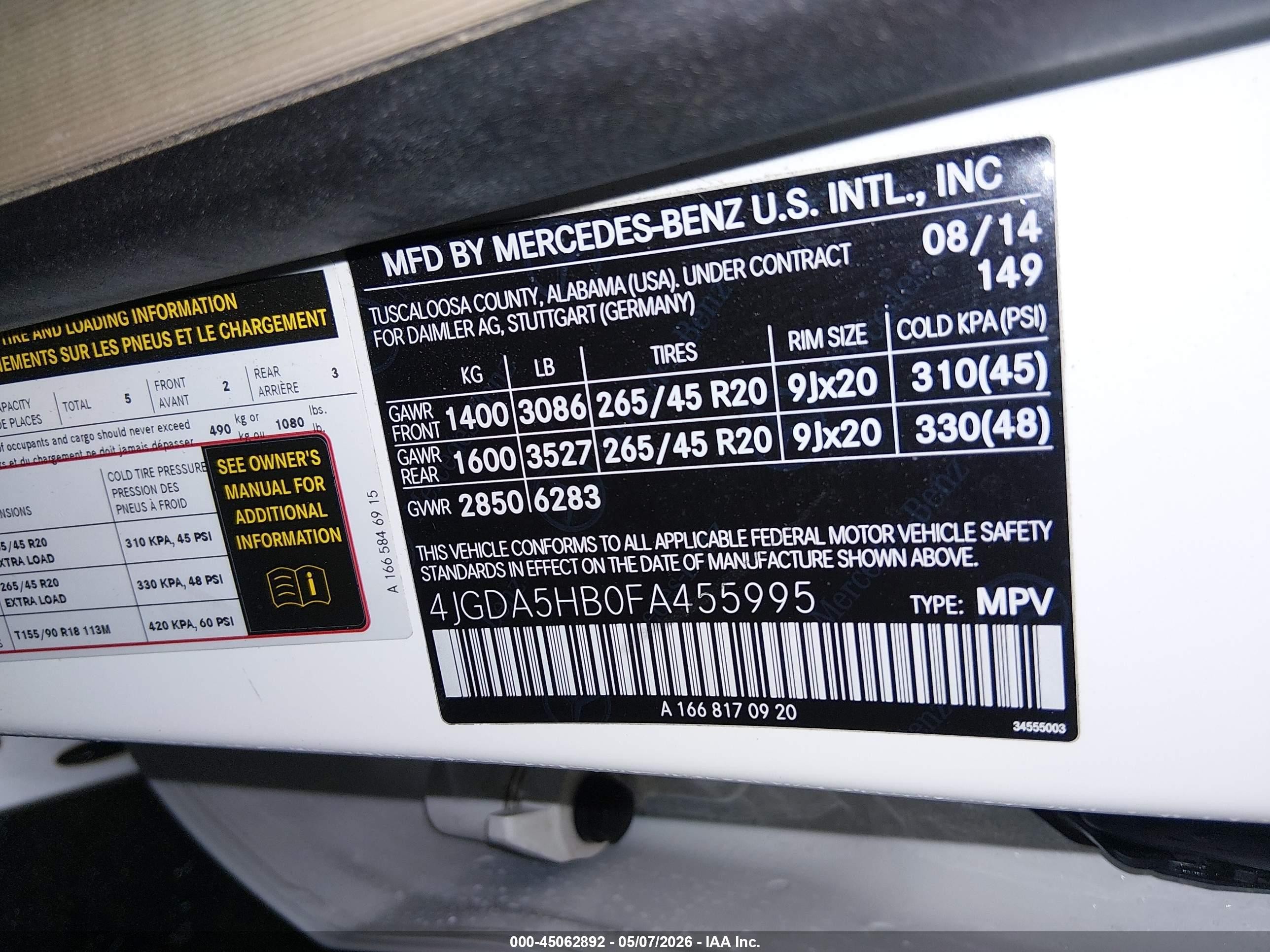 2015 Mercedes-benz Ml 350 4matic Белый vin: 4JGDA5HB0FA455995