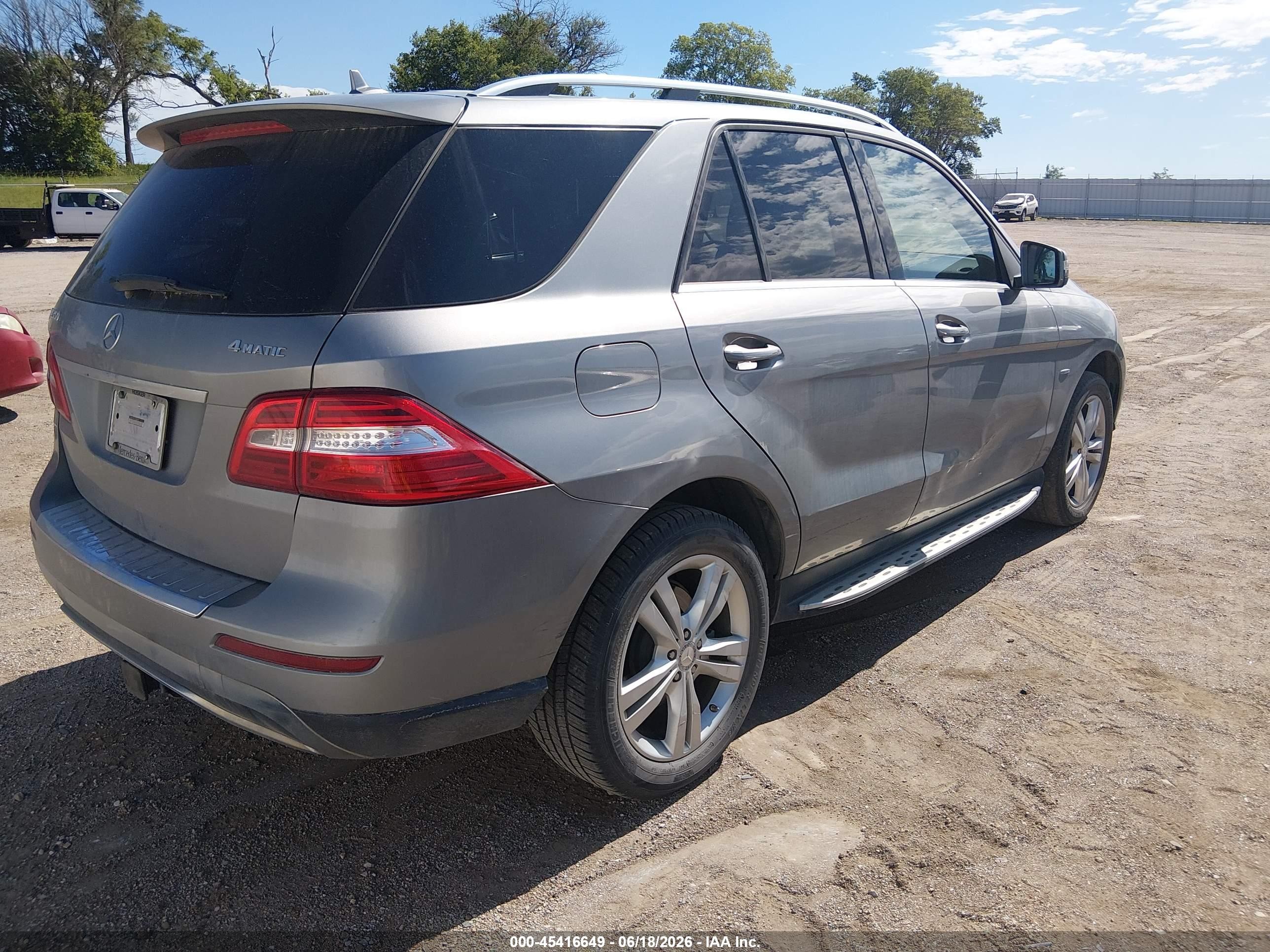 2012 Mercedes-benz Ml 350 4matic Gray vin: 4JGDA5HB1CA018003