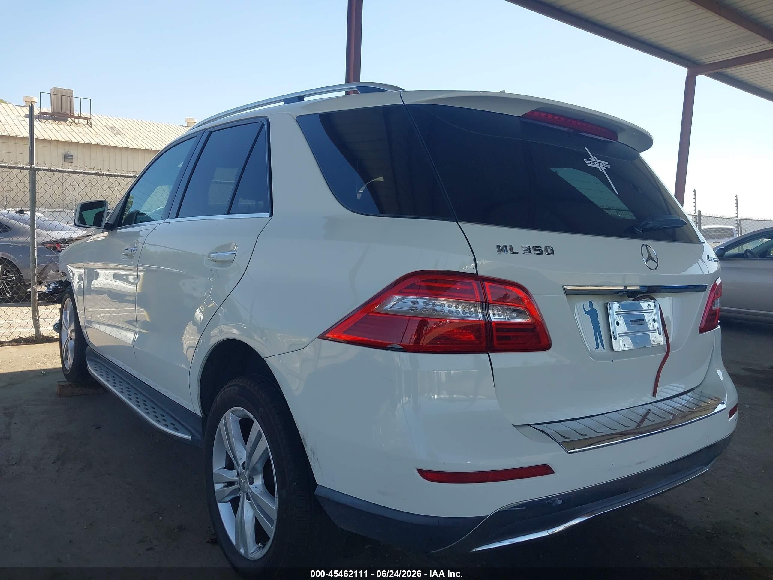 2012 Mercedes-benz Ml 350 4matic White vin: 4JGDA5HB1CA054404