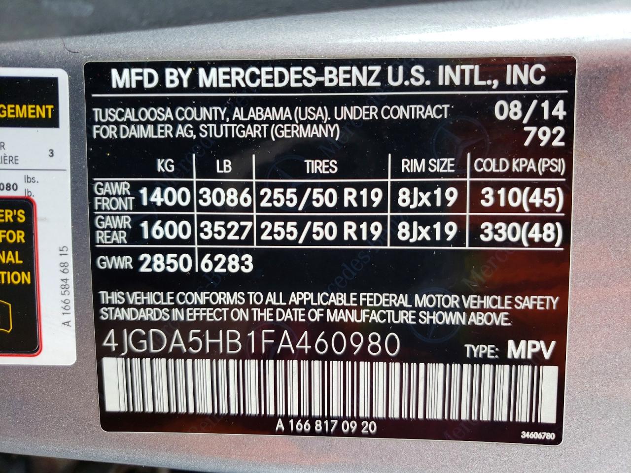 2015 Mercedes-benz Ml 350 4matic Gray vin: 4JGDA5HB1FA460980