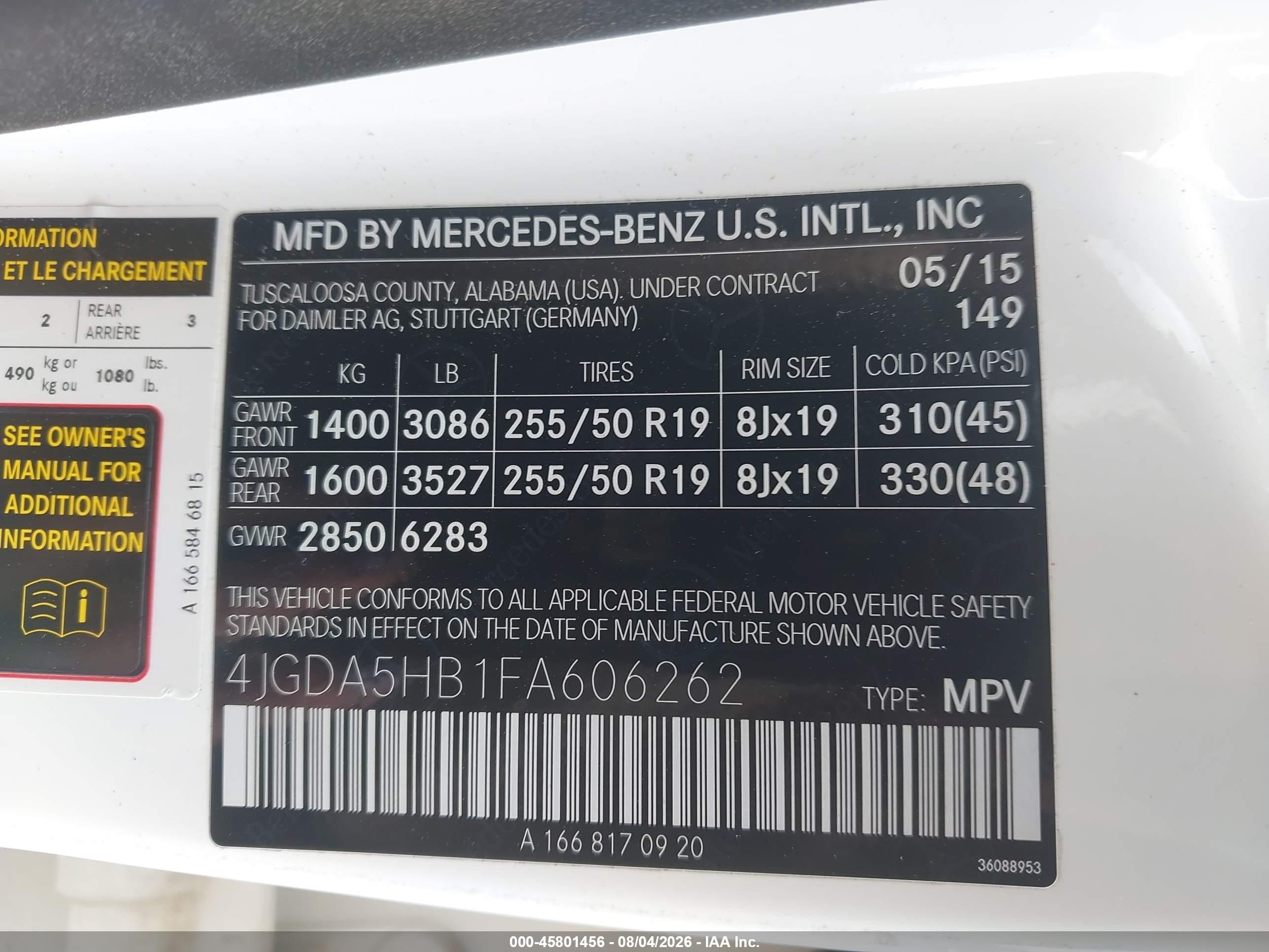 2015 Mercedes-benz Ml 350 4matic White vin: 4JGDA5HB1FA606262