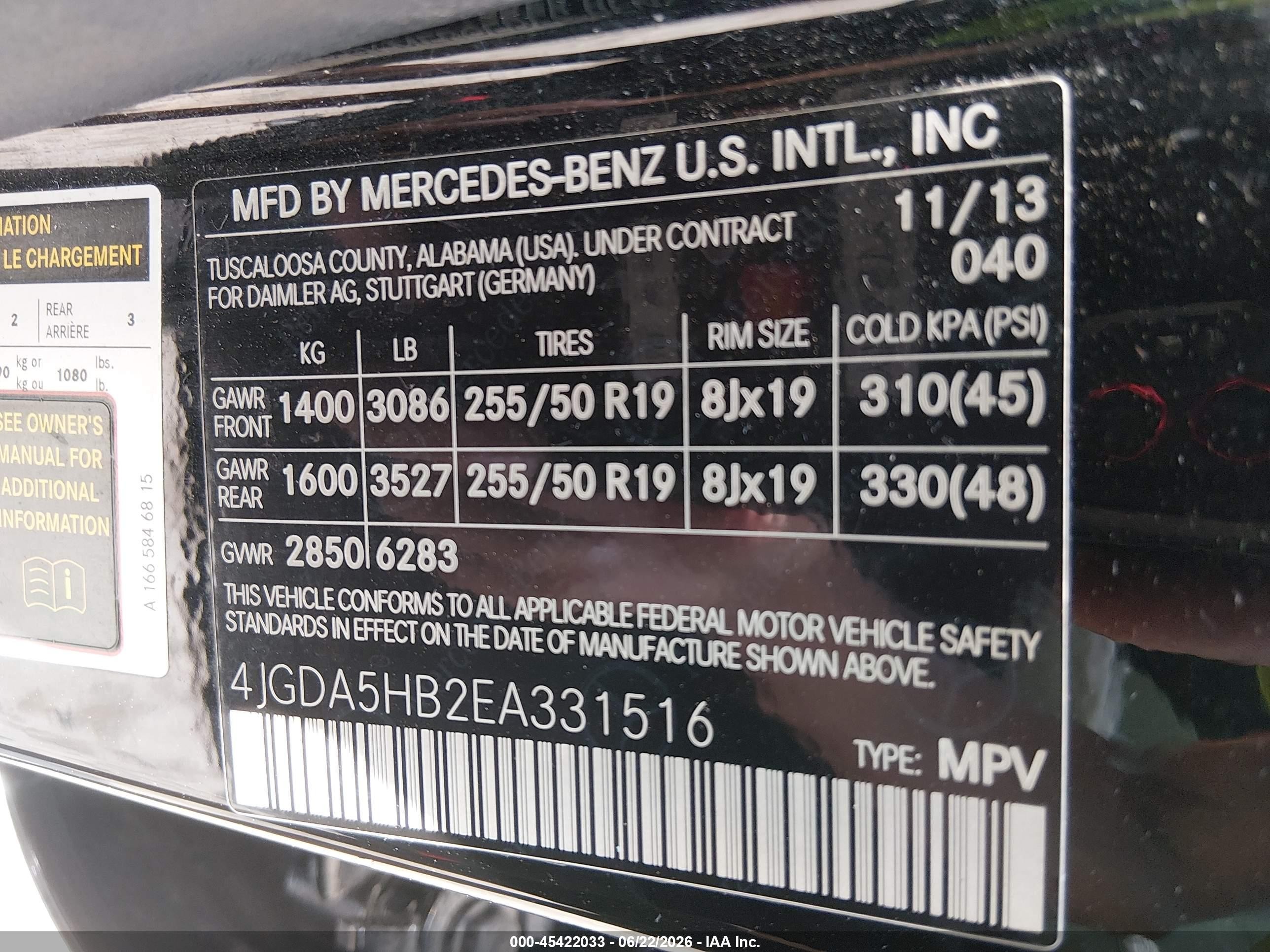 2014 Mercedes-benz Ml 350 4matic Black vin: 4JGDA5HB2EA331516