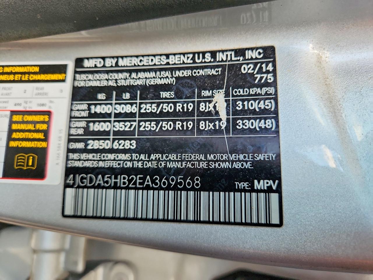 2014 Mercedes-benz Ml 350 4matic Silver vin: 4JGDA5HB2EA369568