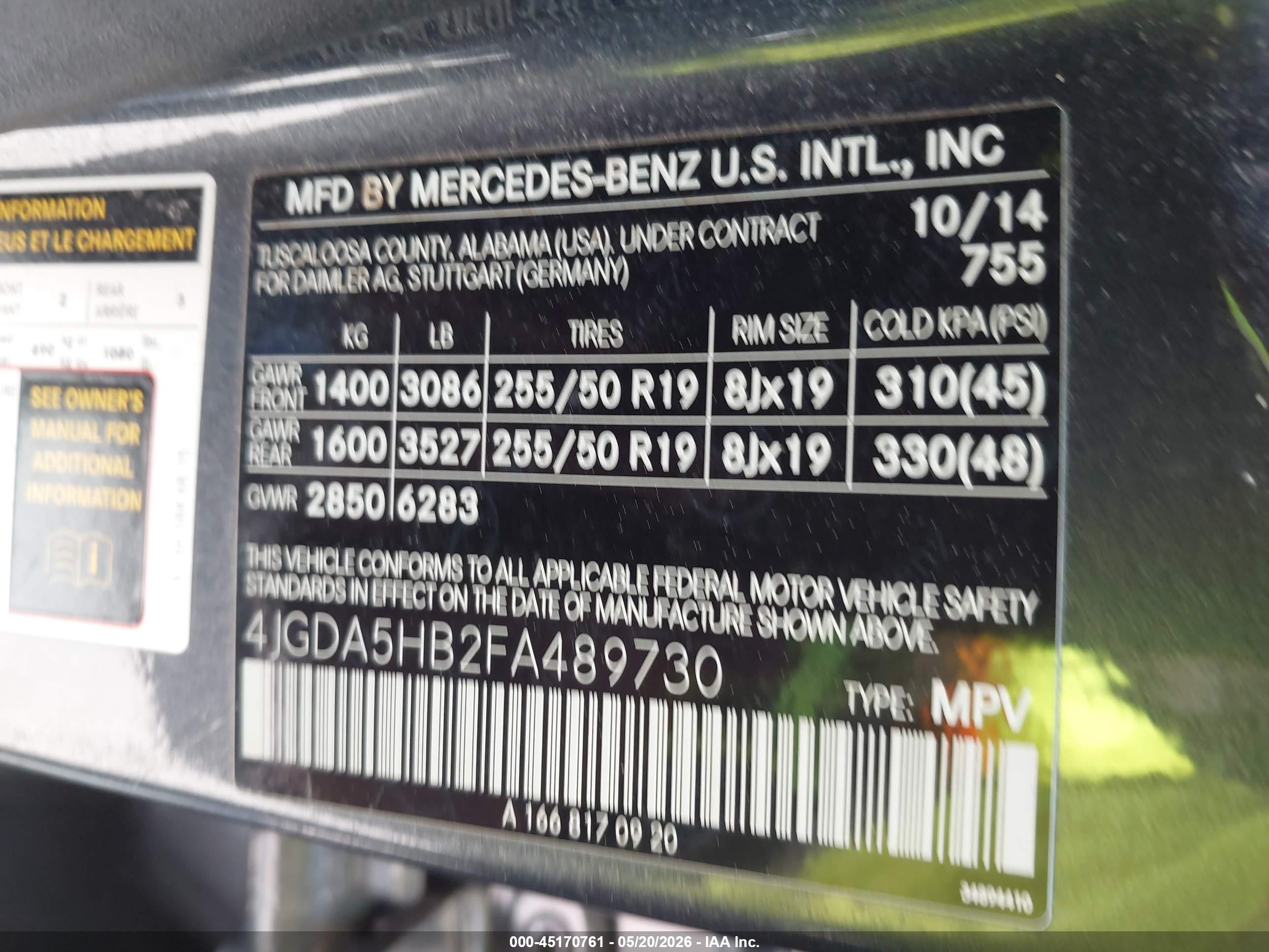2015 Mercedes-benz Ml 350 4matic Черный vin: 4JGDA5HB2FA489730