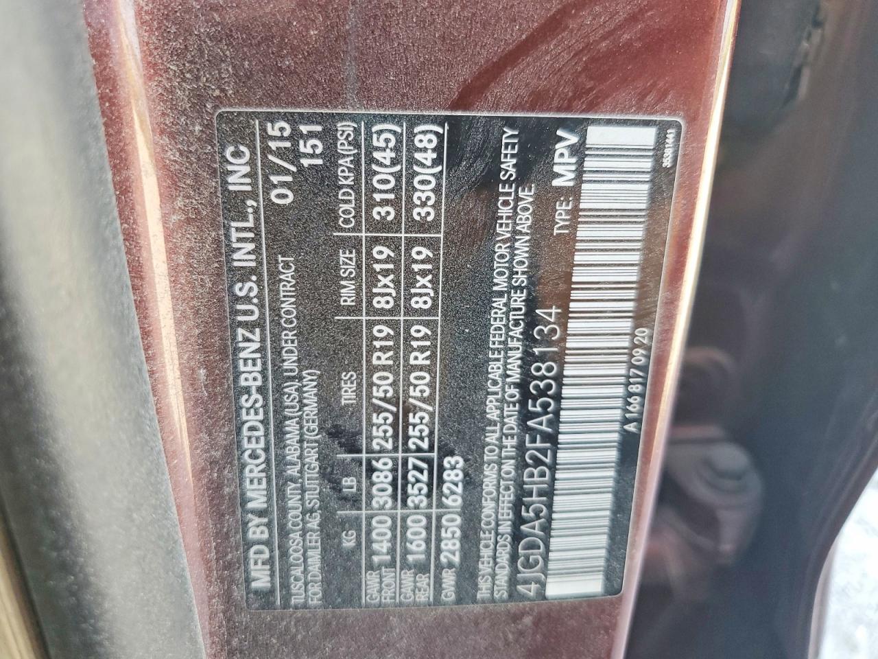 2015 Mercedes-benz Ml 350 4matic Burgundy vin: 4JGDA5HB2FA538134