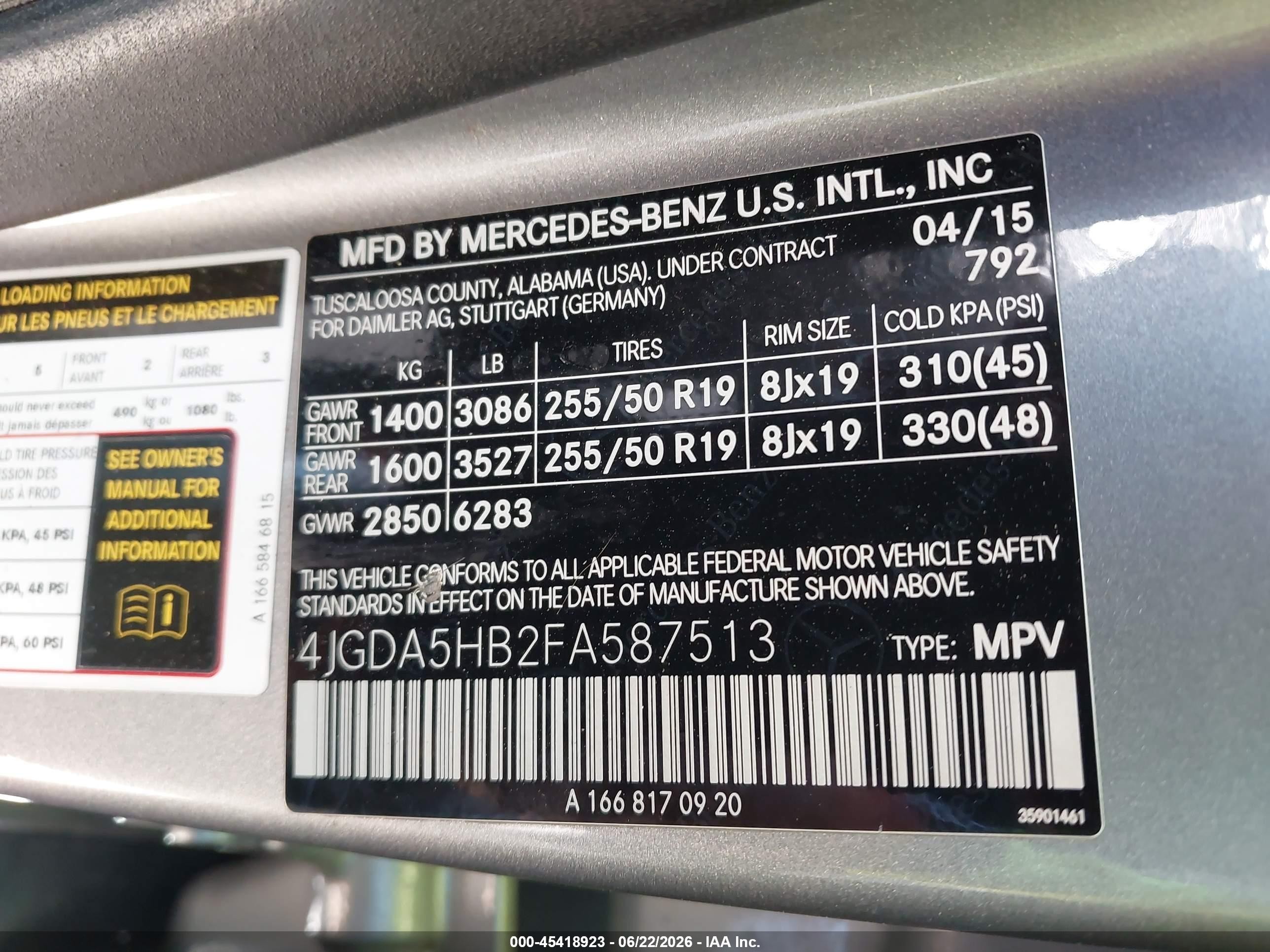 2015 Mercedes-benz Ml 350 4matic Gray vin: 4JGDA5HB2FA587513