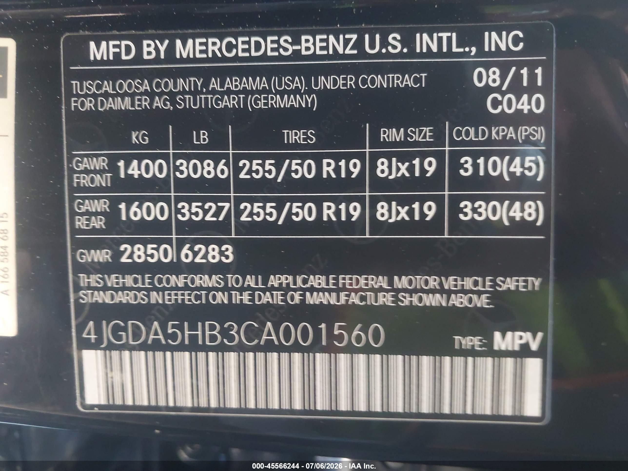 2012 Mercedes-benz Ml 350 4matic Black vin: 4JGDA5HB3CA001560