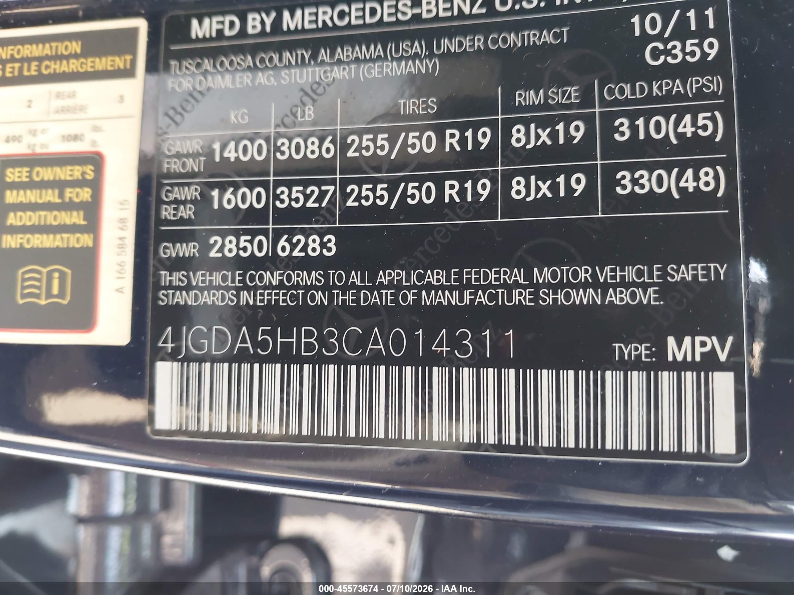 2012 Mercedes-benz Ml 350 4matic Blue vin: 4JGDA5HB3CA014311