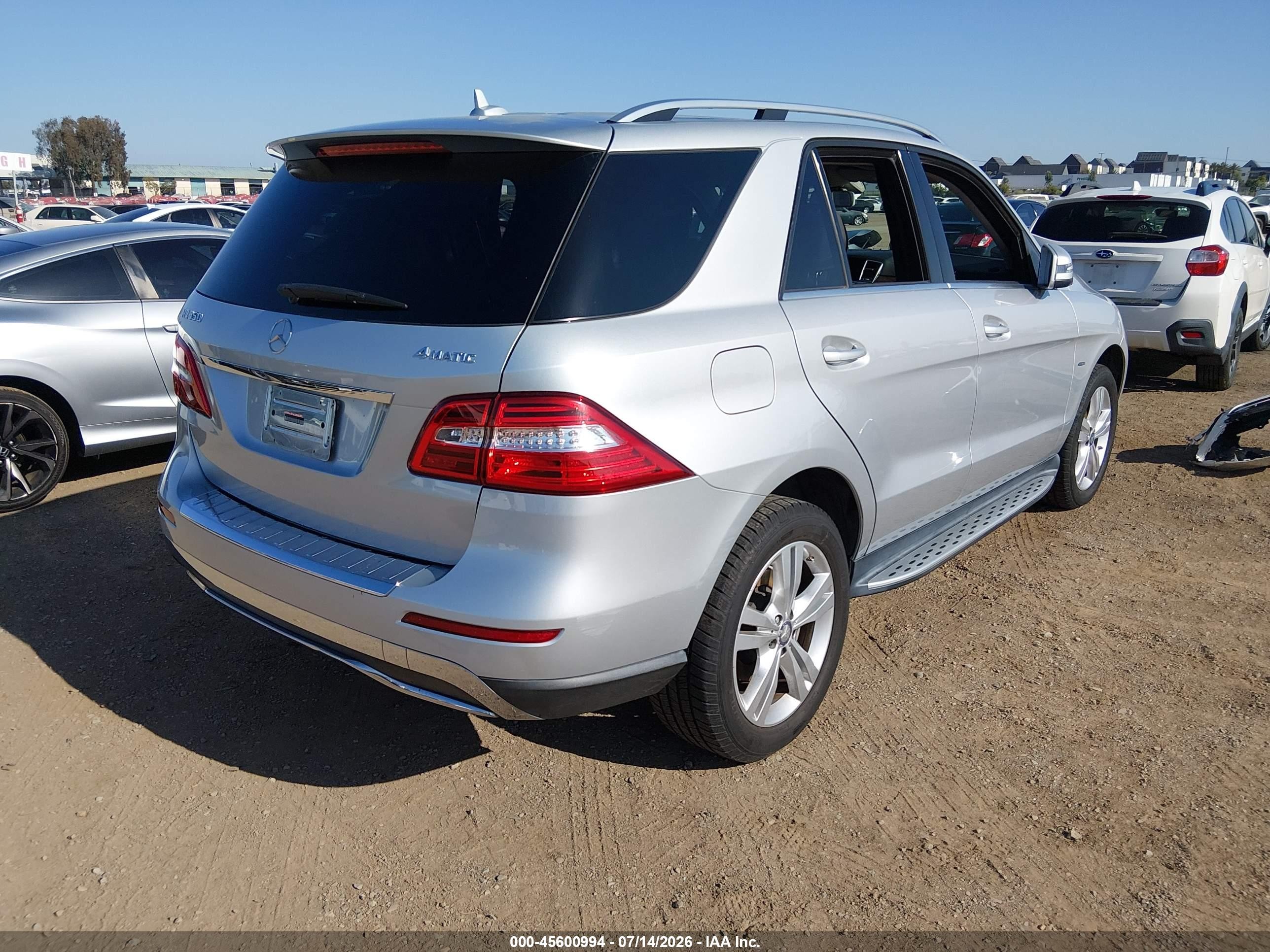 2012 Mercedes-benz Ml 350 4matic Silver vin: 4JGDA5HB3CA037393
