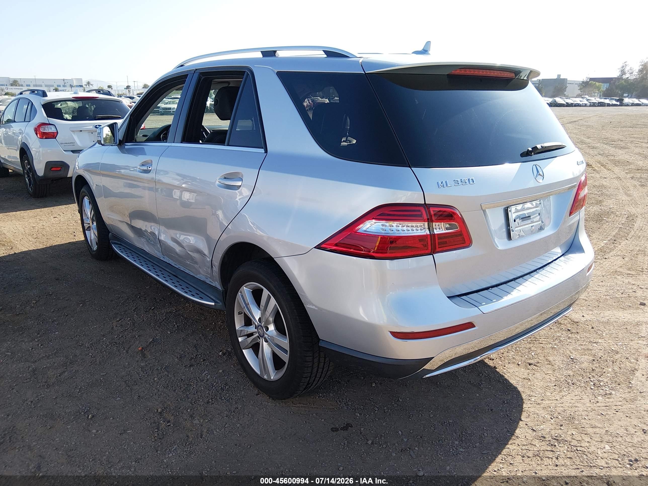 2012 Mercedes-benz Ml 350 4matic Silver vin: 4JGDA5HB3CA037393