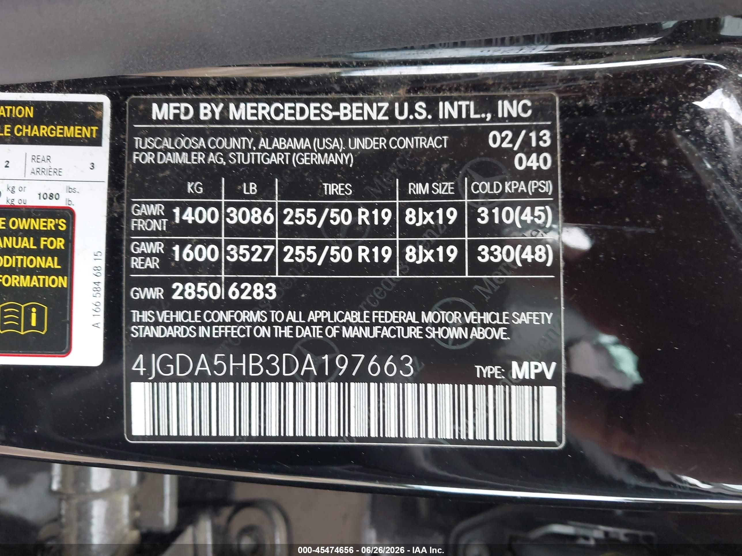 2013 Mercedes-benz Ml 350 4matic Black vin: 4JGDA5HB3DA197663