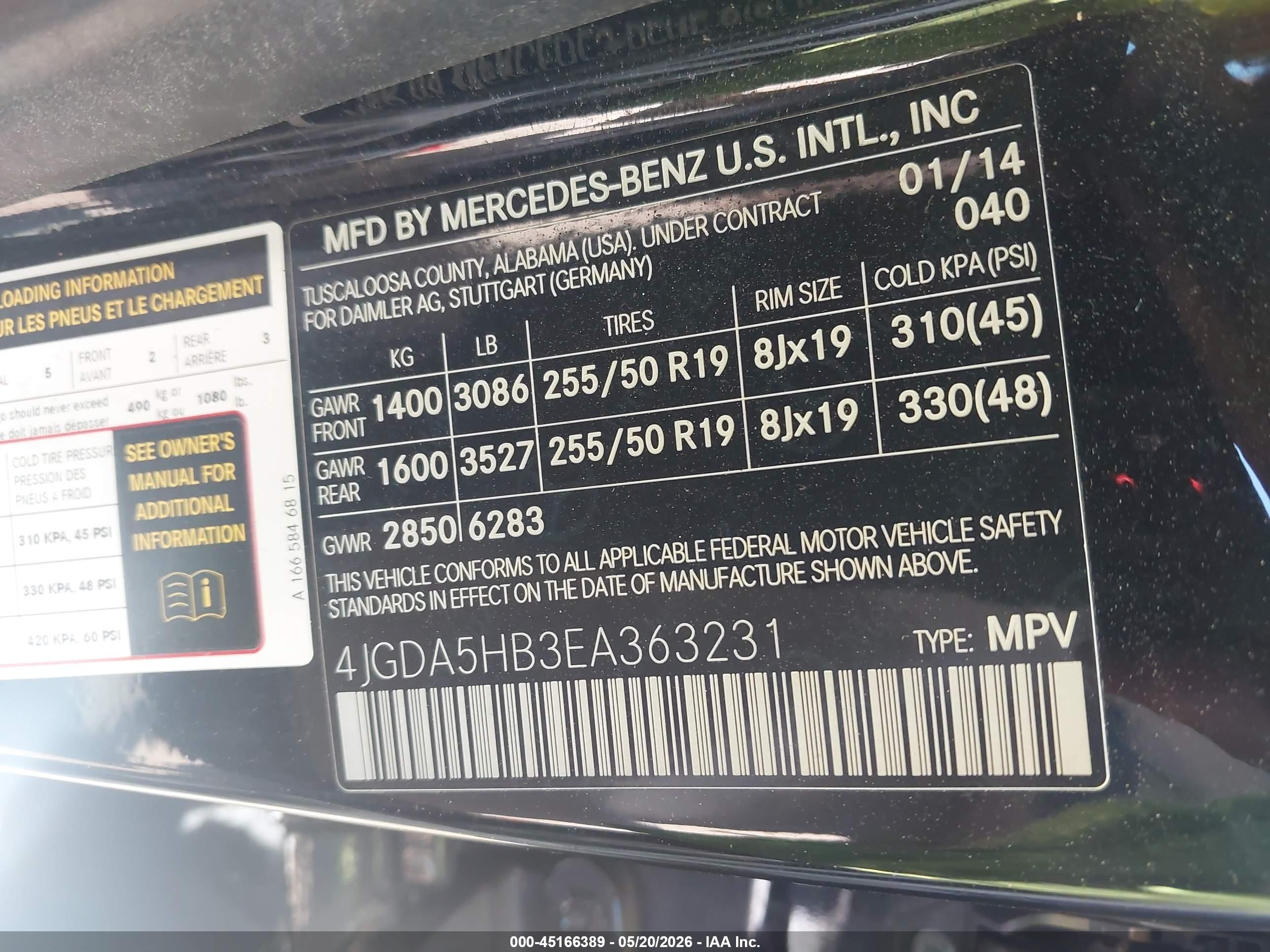 2014 Mercedes-benz Ml 350 4matic Black vin: 4JGDA5HB3EA363231