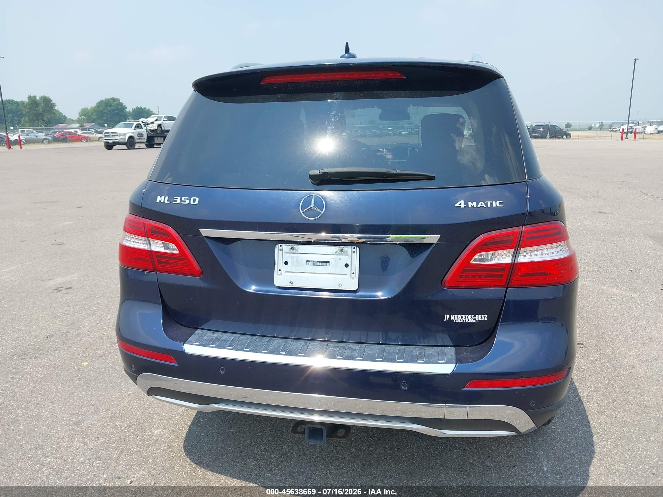 2014 Mercedes-benz Ml 350 4matic Blue vin: 4JGDA5HB3EA405428