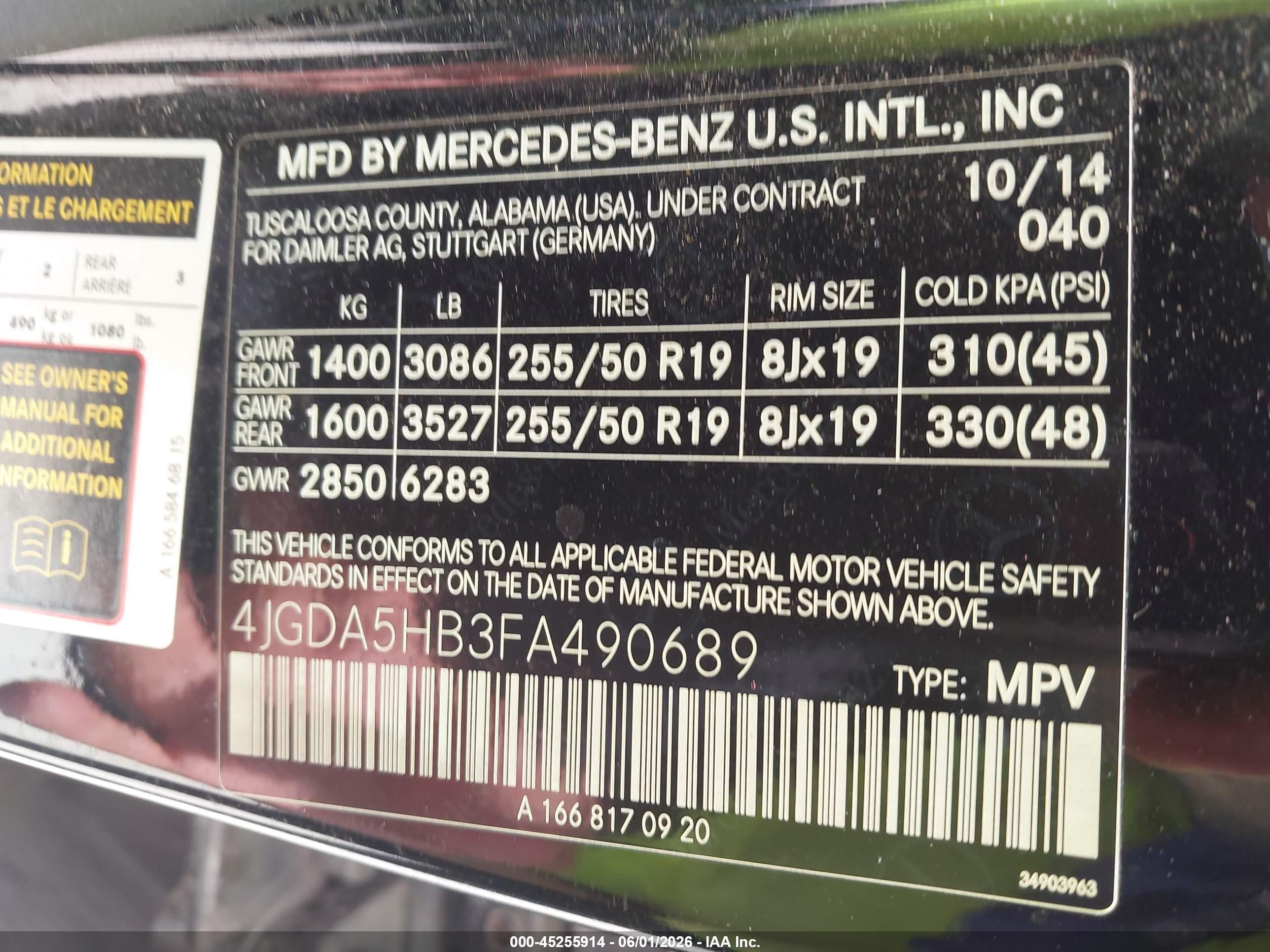 2015 Mercedes-benz Ml 350 4matic Black vin: 4JGDA5HB3FA490689