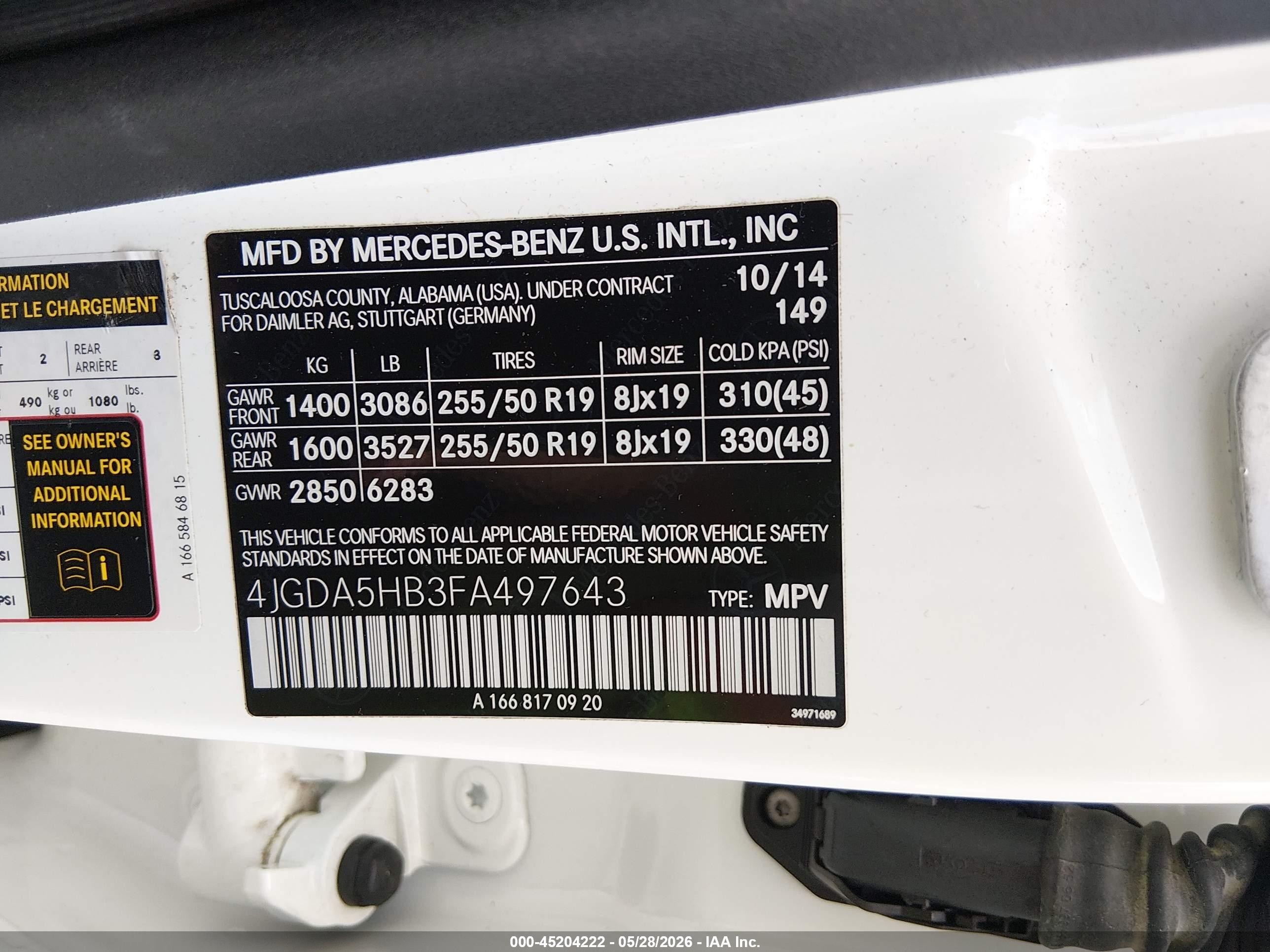 2015 Mercedes-benz Ml 350 4matic White vin: 4JGDA5HB3FA497643