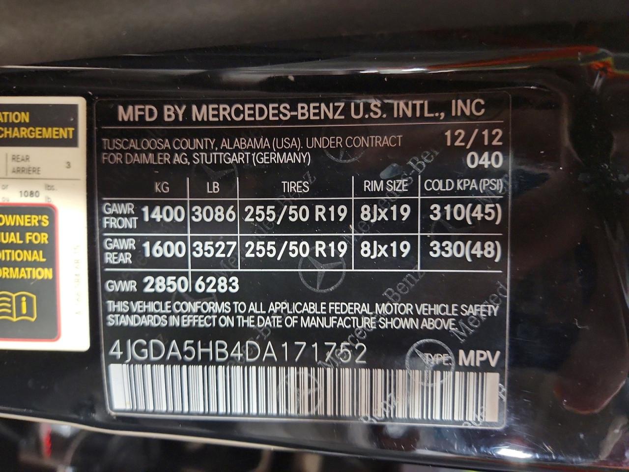 2013 Mercedes-benz Ml 350 4matic Black vin: 4JGDA5HB4DA171752