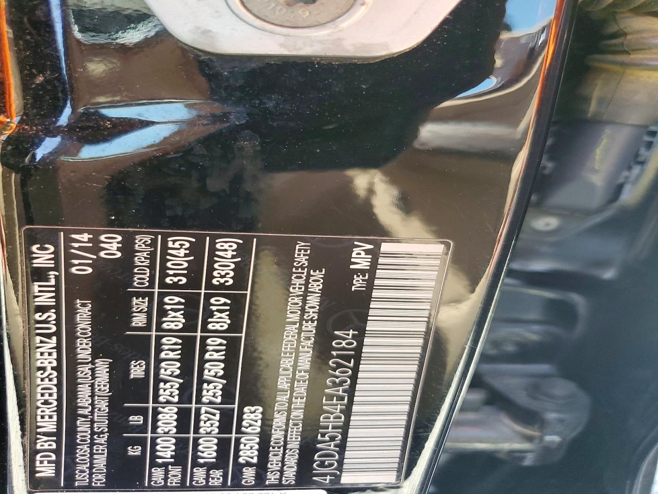 2014 Mercedes-benz Ml 350 4matic Black vin: 4JGDA5HB4EA362184