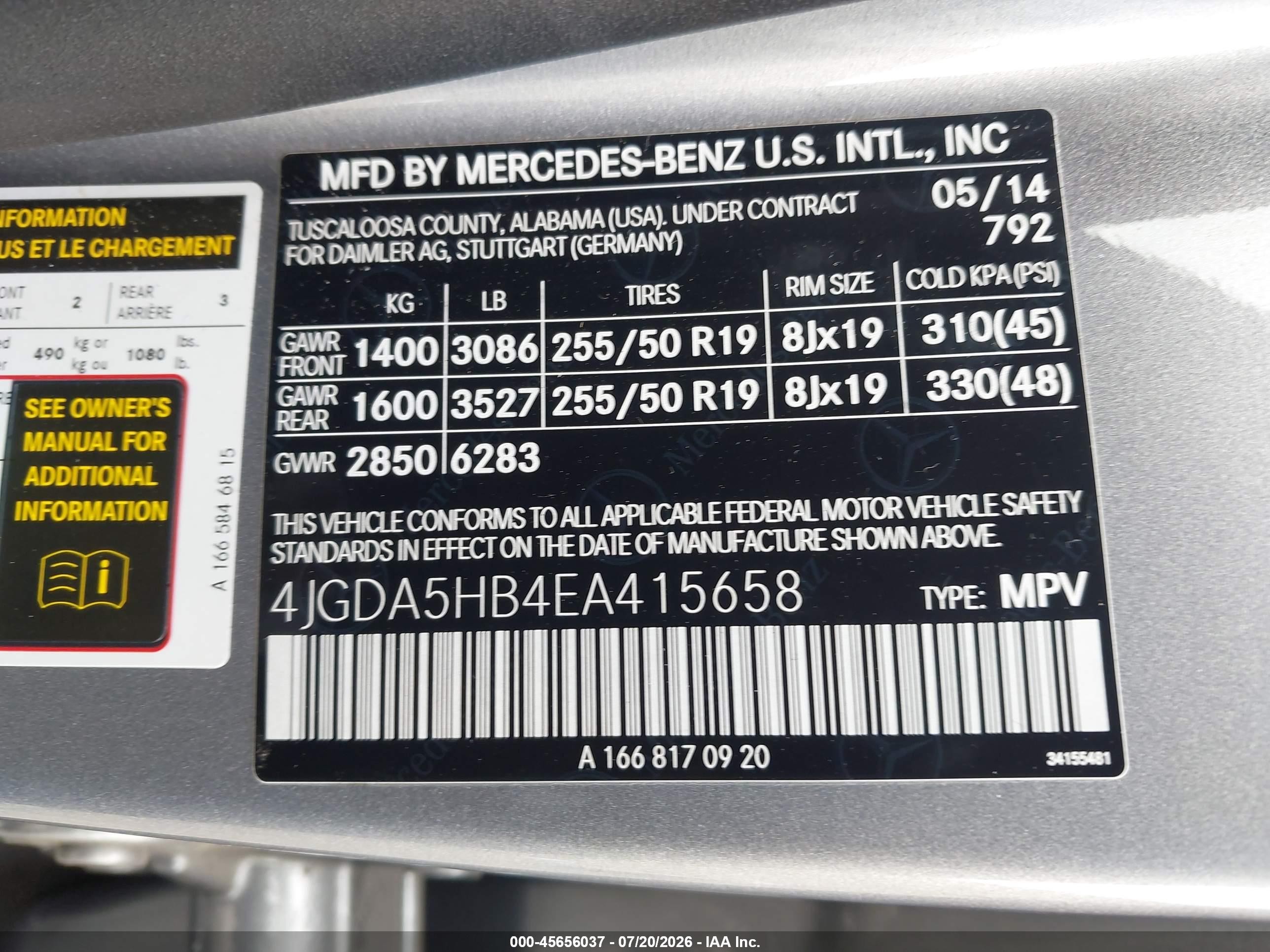2014 Mercedes-benz Ml 350 4matic Silver vin: 4JGDA5HB4EA415658