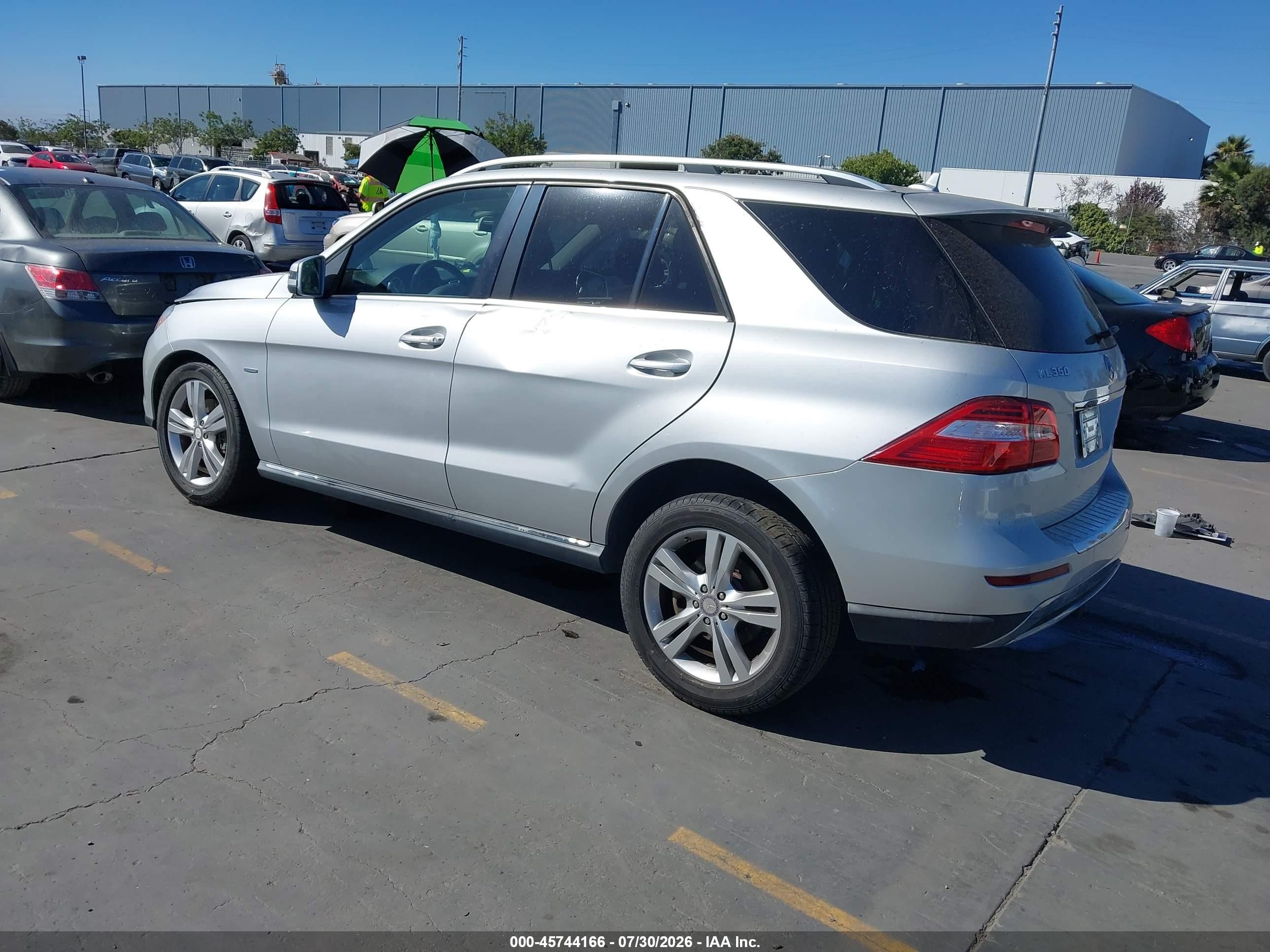 2012 Mercedes-benz Ml 350 4matic Silver vin: 4JGDA5HB5CA013371