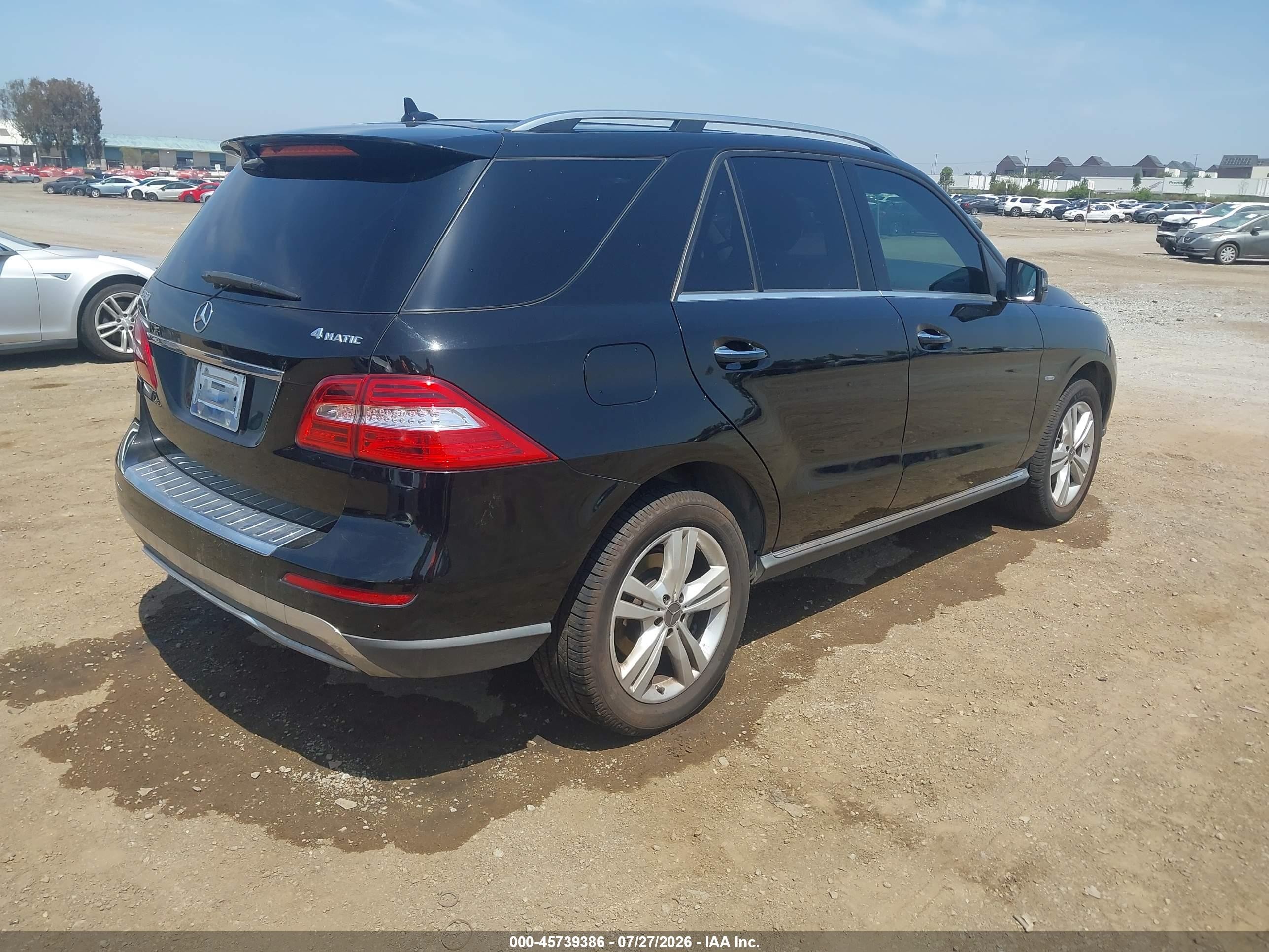 2012 Mercedes-benz Ml 350 4matic Black vin: 4JGDA5HB5CA030185