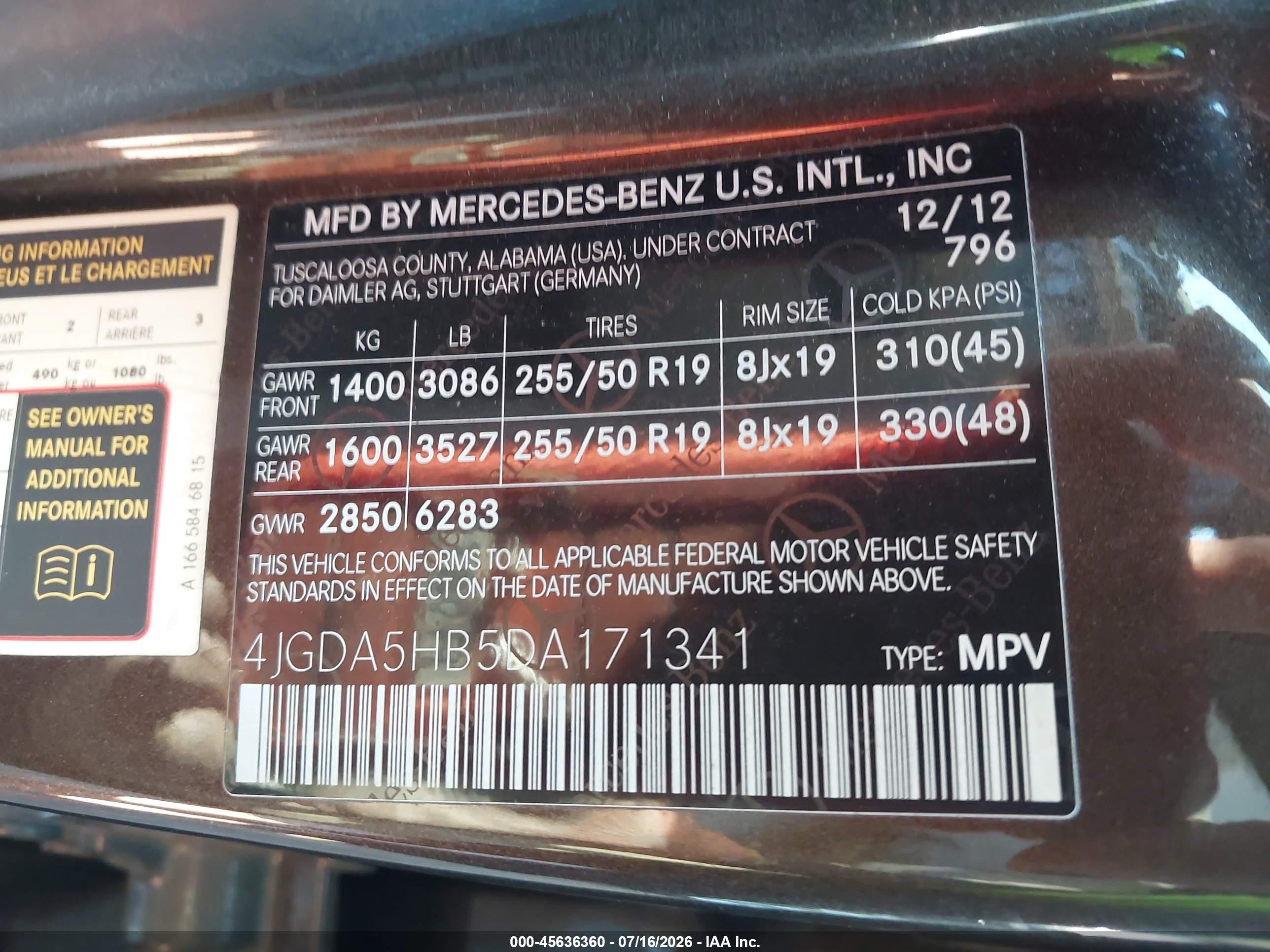 2013 Mercedes-benz Ml 350 4matic Brown vin: 4JGDA5HB5DA171341