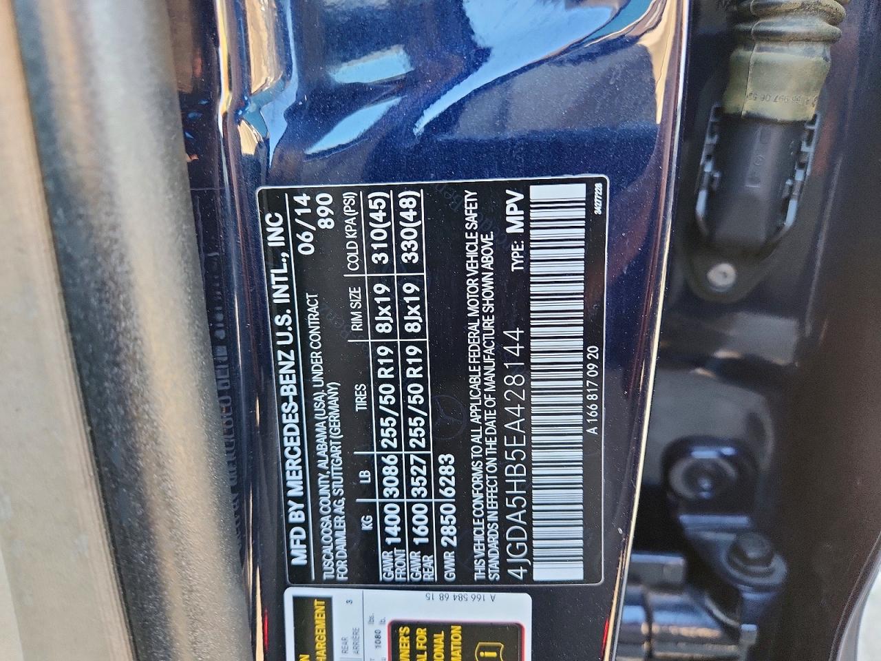2014 Mercedes-benz Ml 350 4matic Blue vin: 4JGDA5HB5EA428144