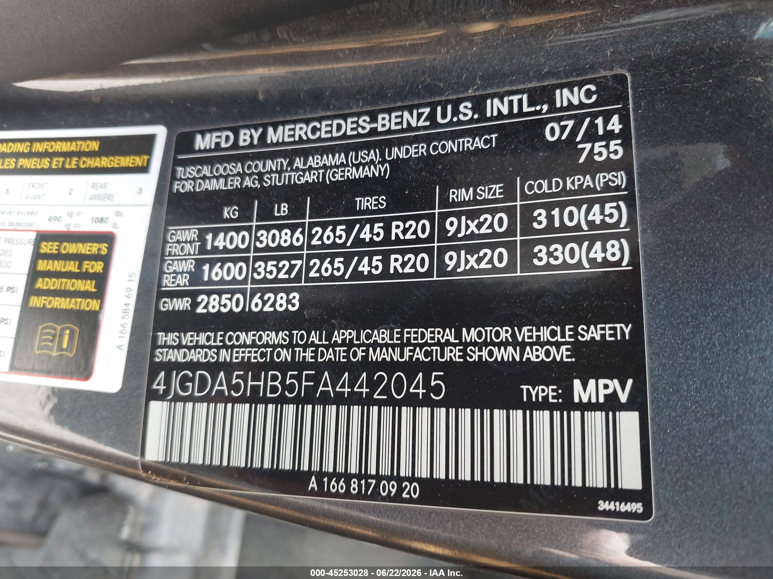 2015 Mercedes-benz Ml 350 4matic Gray vin: 4JGDA5HB5FA442045
