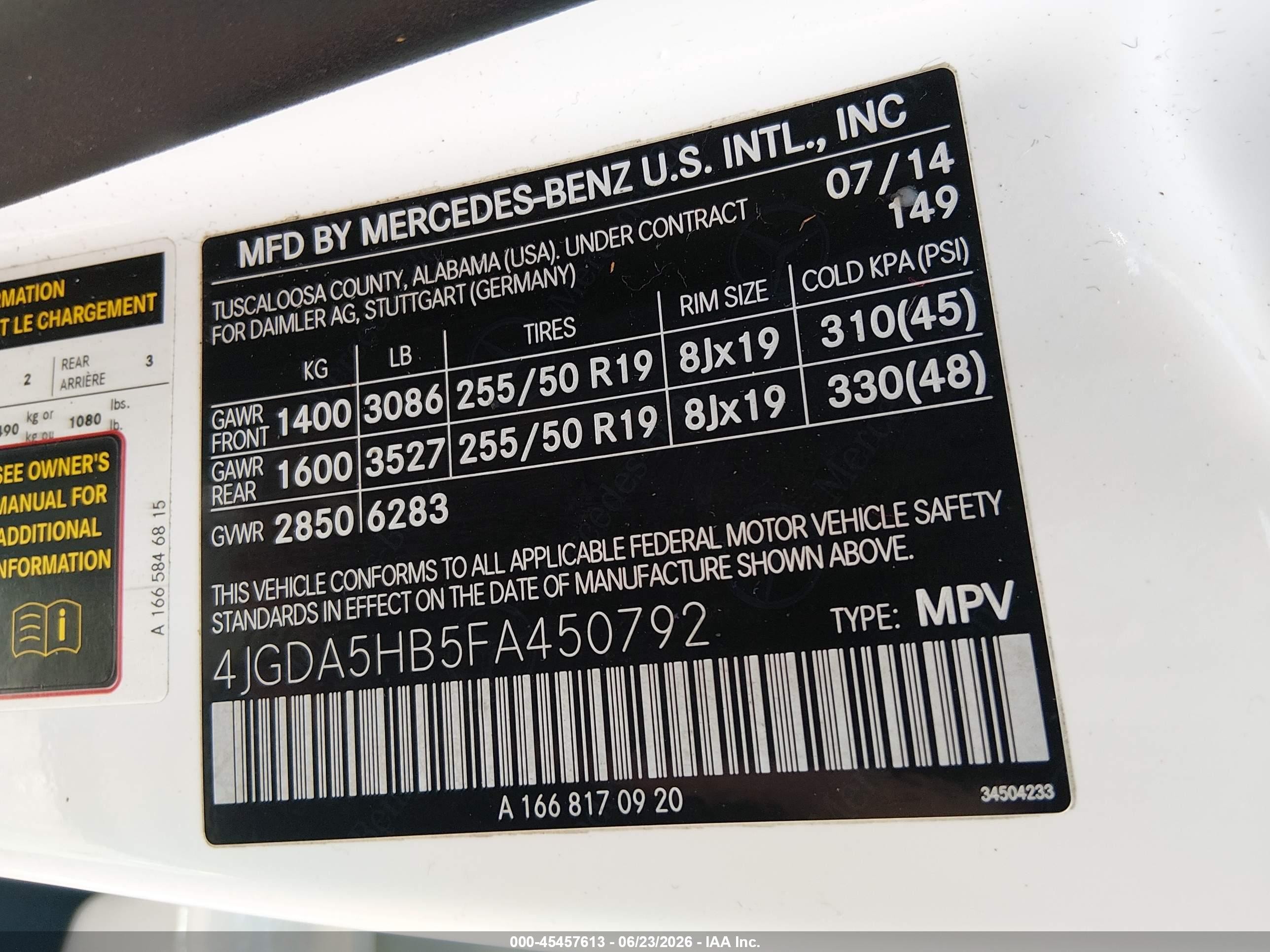 2015 Mercedes-benz Ml 350 4matic White vin: 4JGDA5HB5FA450792