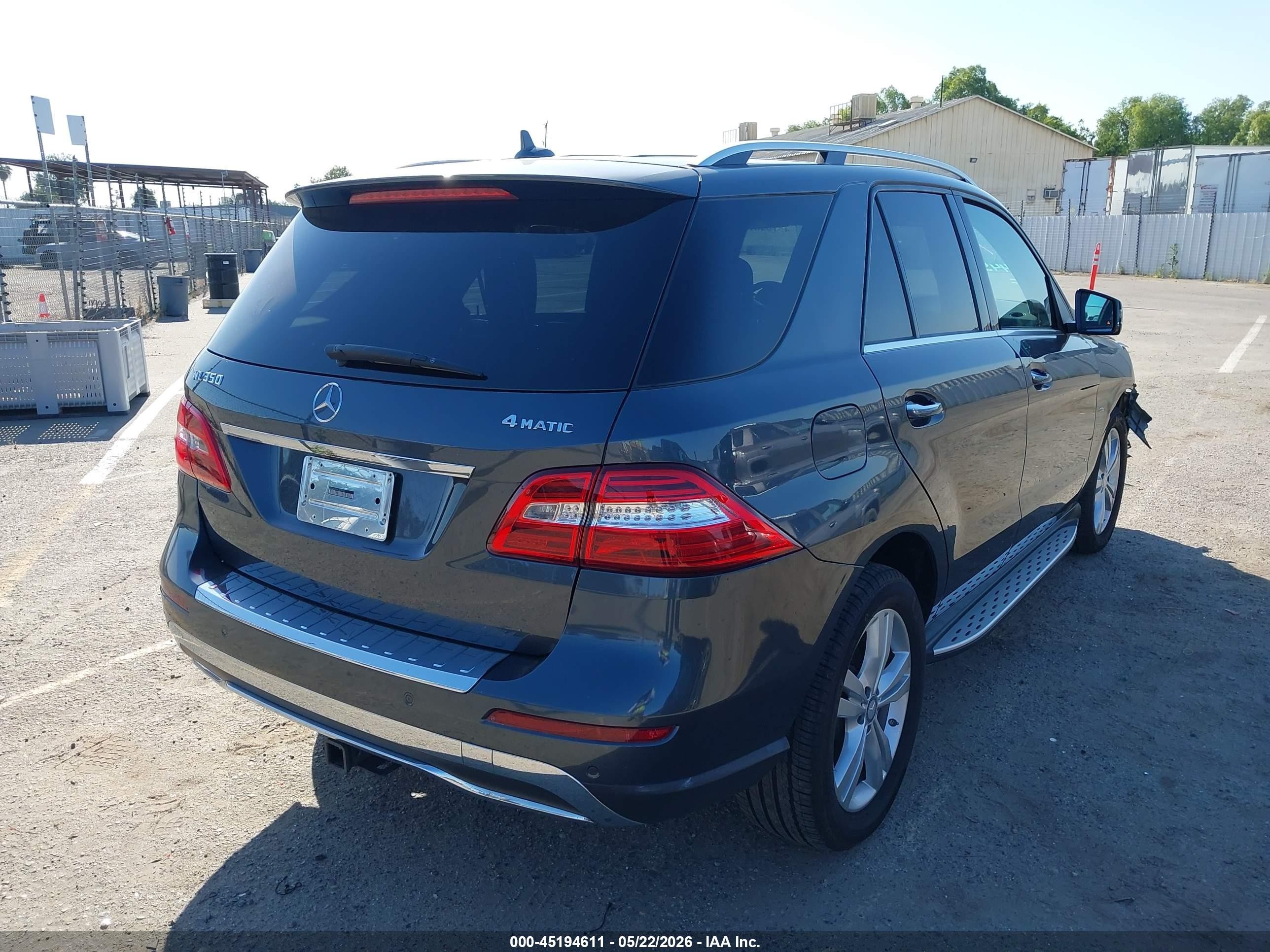 2012 Mercedes-benz Ml 350 4matic Gray vin: 4JGDA5HB6CA030003
