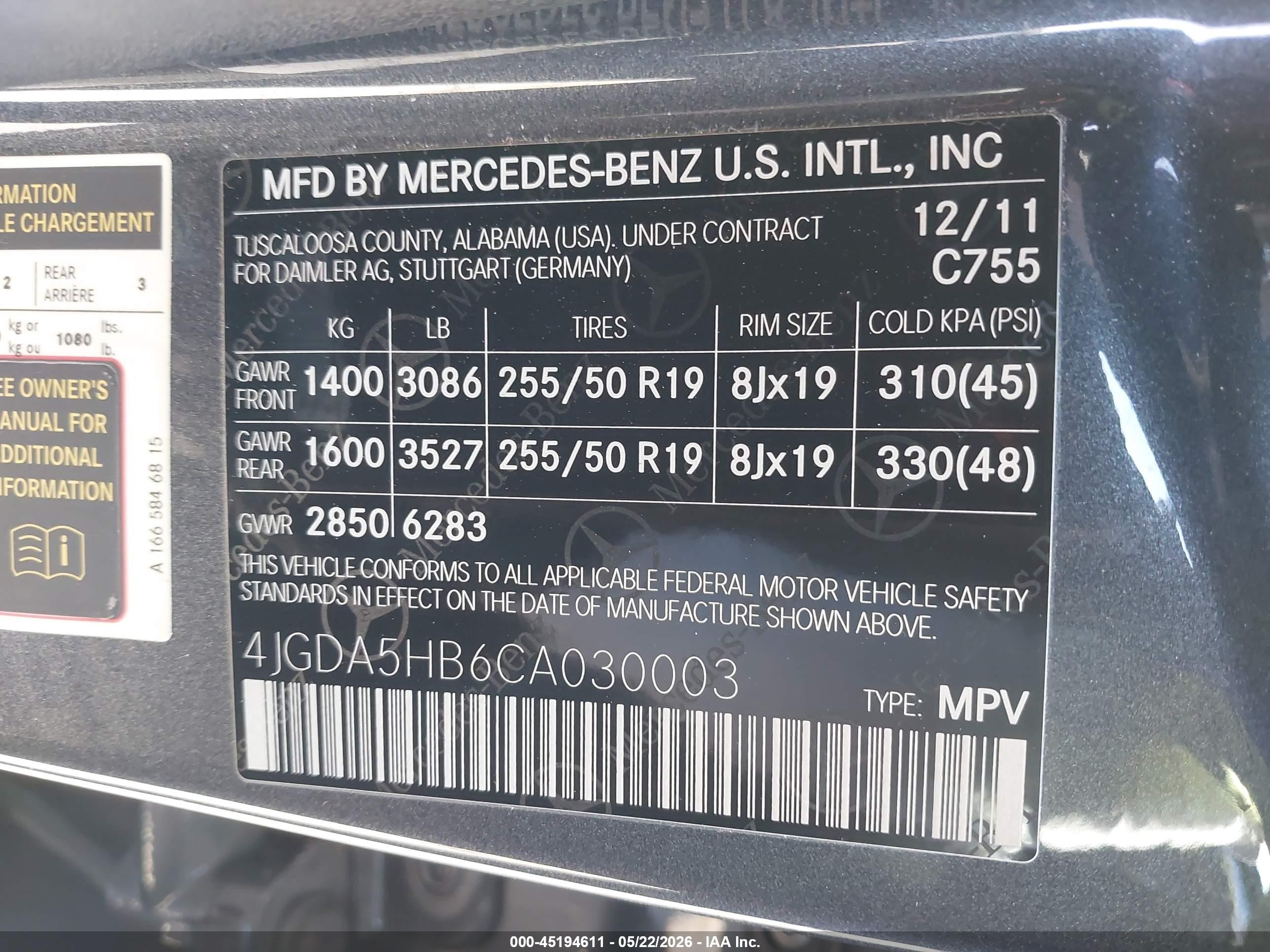 2012 Mercedes-benz Ml 350 4matic Gray vin: 4JGDA5HB6CA030003