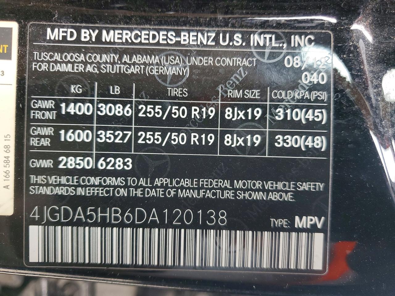 2013 Mercedes-benz Ml 350 4matic Black vin: 4JGDA5HB6DA120138