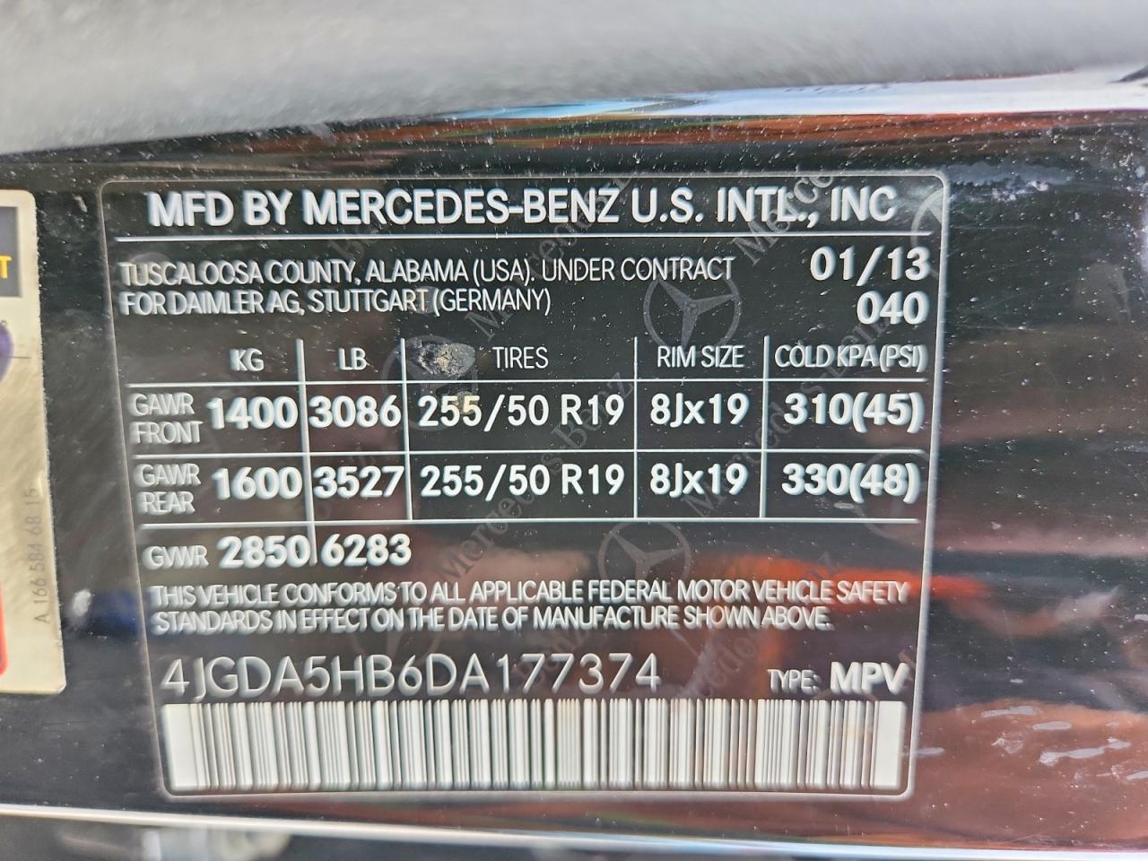 2013 Mercedes-benz Ml 350 4matic Black vin: 4JGDA5HB6DA177374