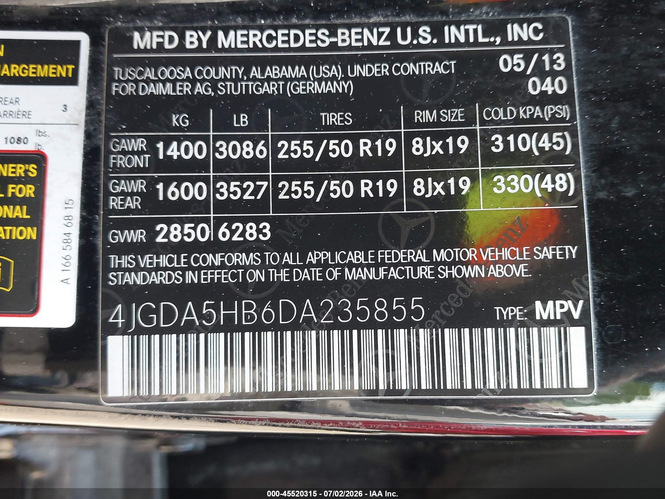 2013 Mercedes-benz Ml 350 4matic Black vin: 4JGDA5HB6DA235855