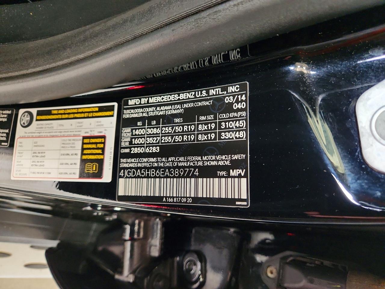 2014 Mercedes-benz Ml 350 4matic Black vin: 4JGDA5HB6EA389774