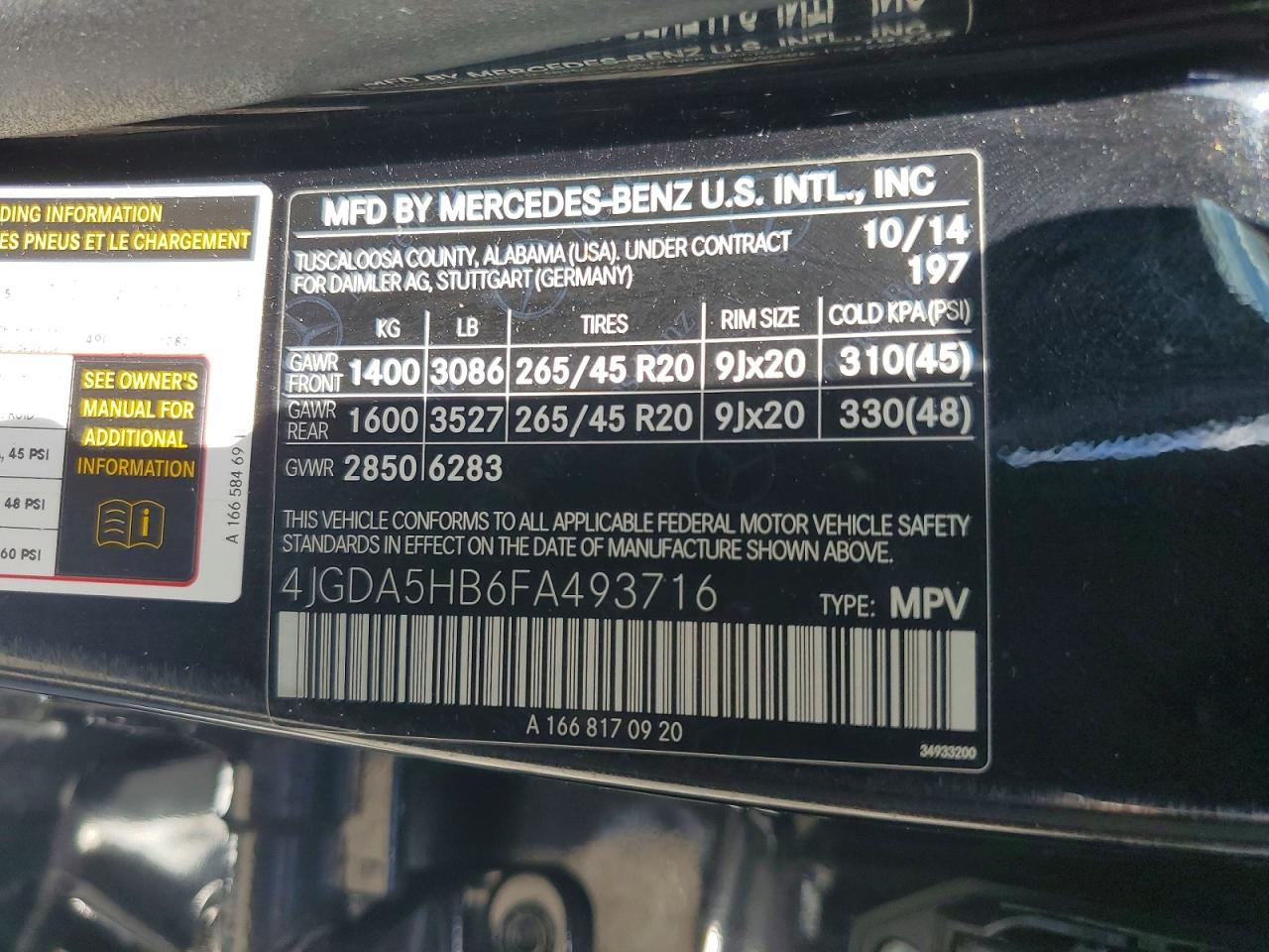 2015 Mercedes-benz Ml 350 4matic Black vin: 4JGDA5HB6FA493716