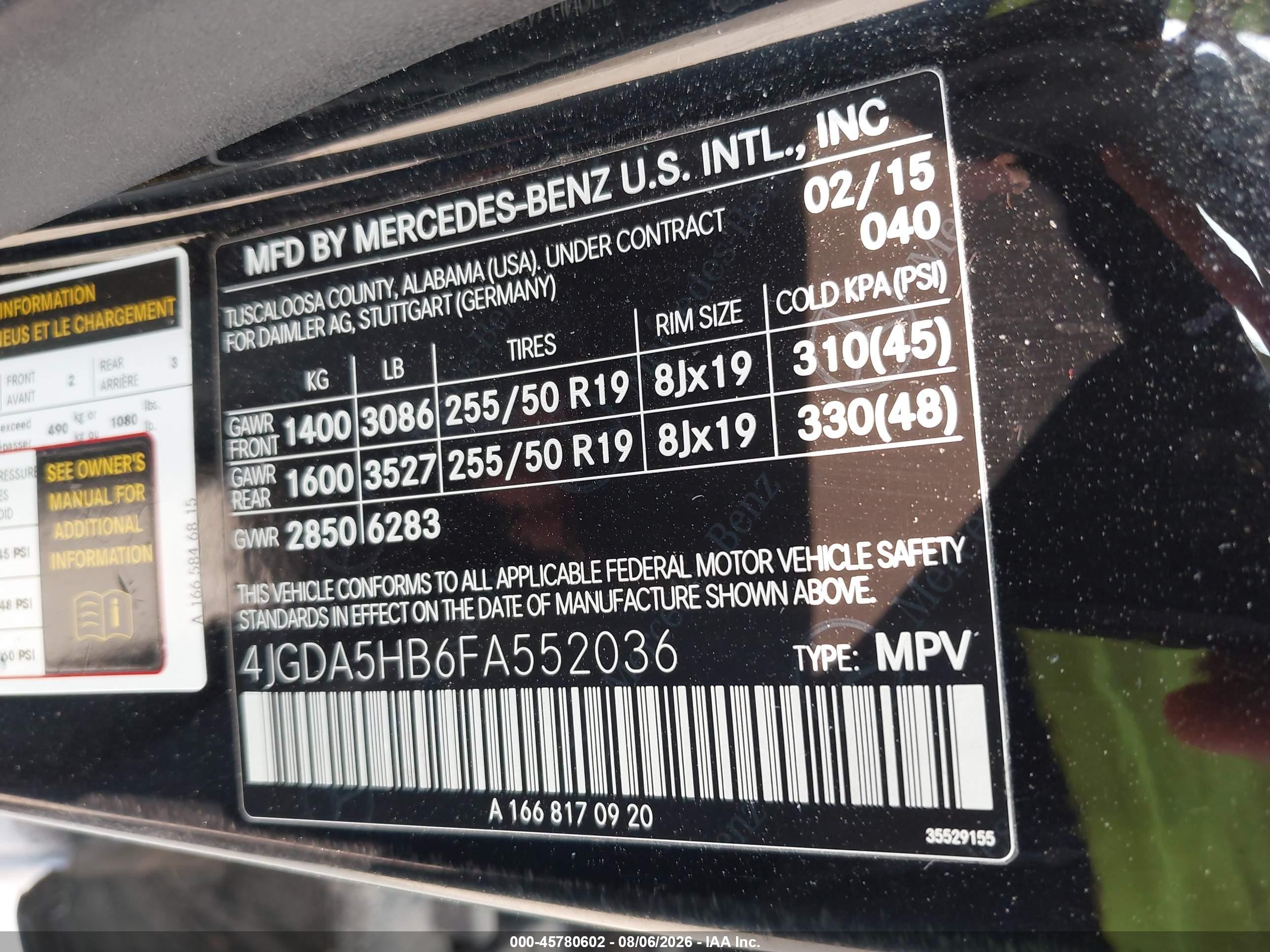 2015 Mercedes-benz Ml 350 4matic Black vin: 4JGDA5HB6FA552036