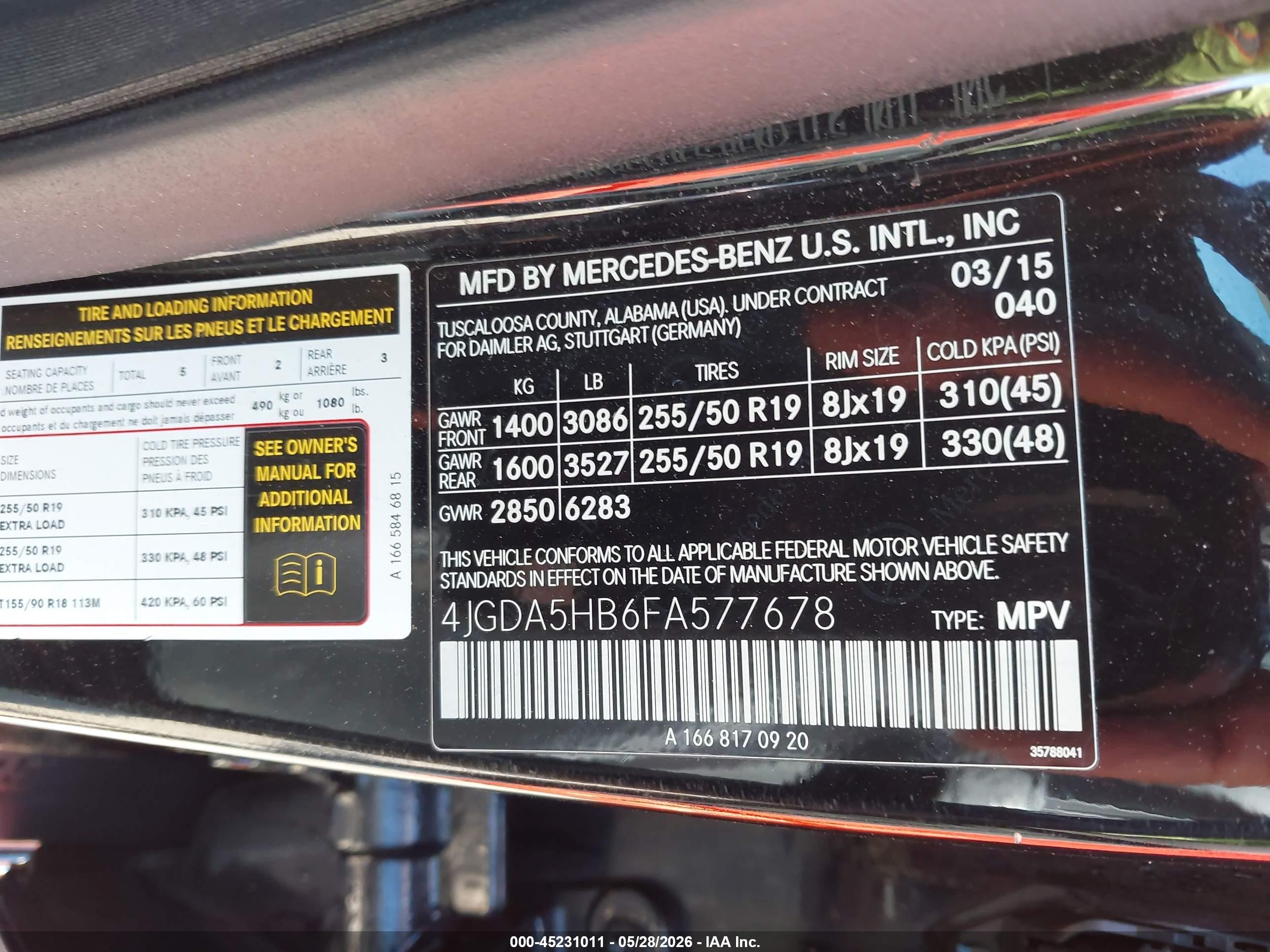 2015 Mercedes-benz Ml 350 4matic Черный vin: 4JGDA5HB6FA577678