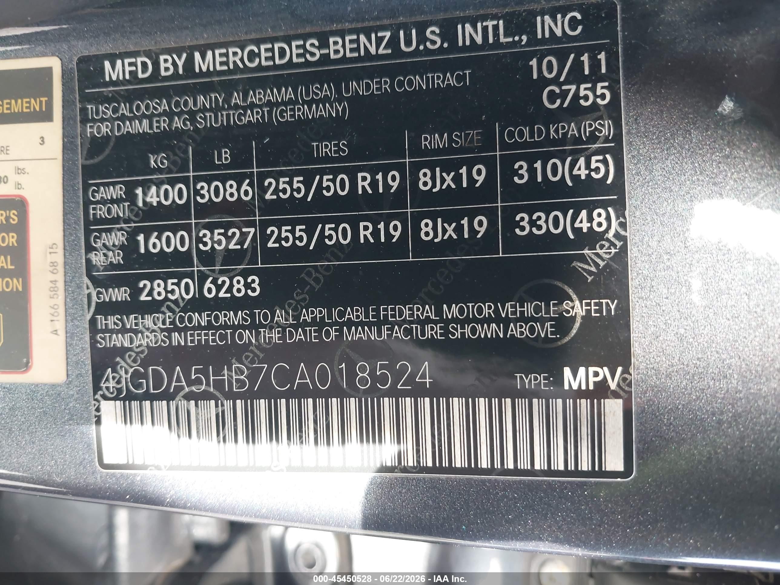2012 Mercedes-benz Ml 350 4matic Gray vin: 4JGDA5HB7CA018524