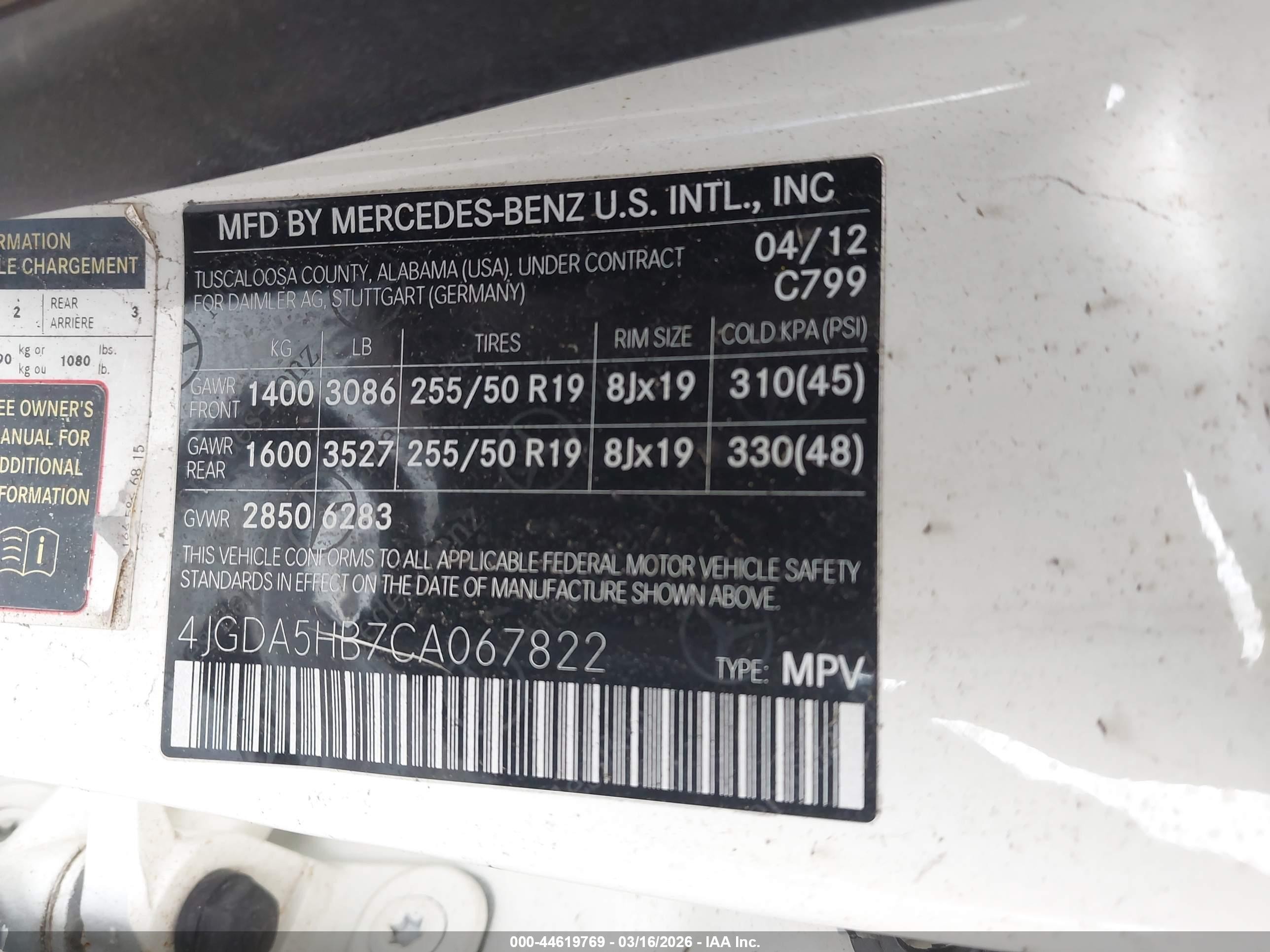 2012 Mercedes-benz Ml 350 4matic White vin: 4JGDA5HB7CA067822