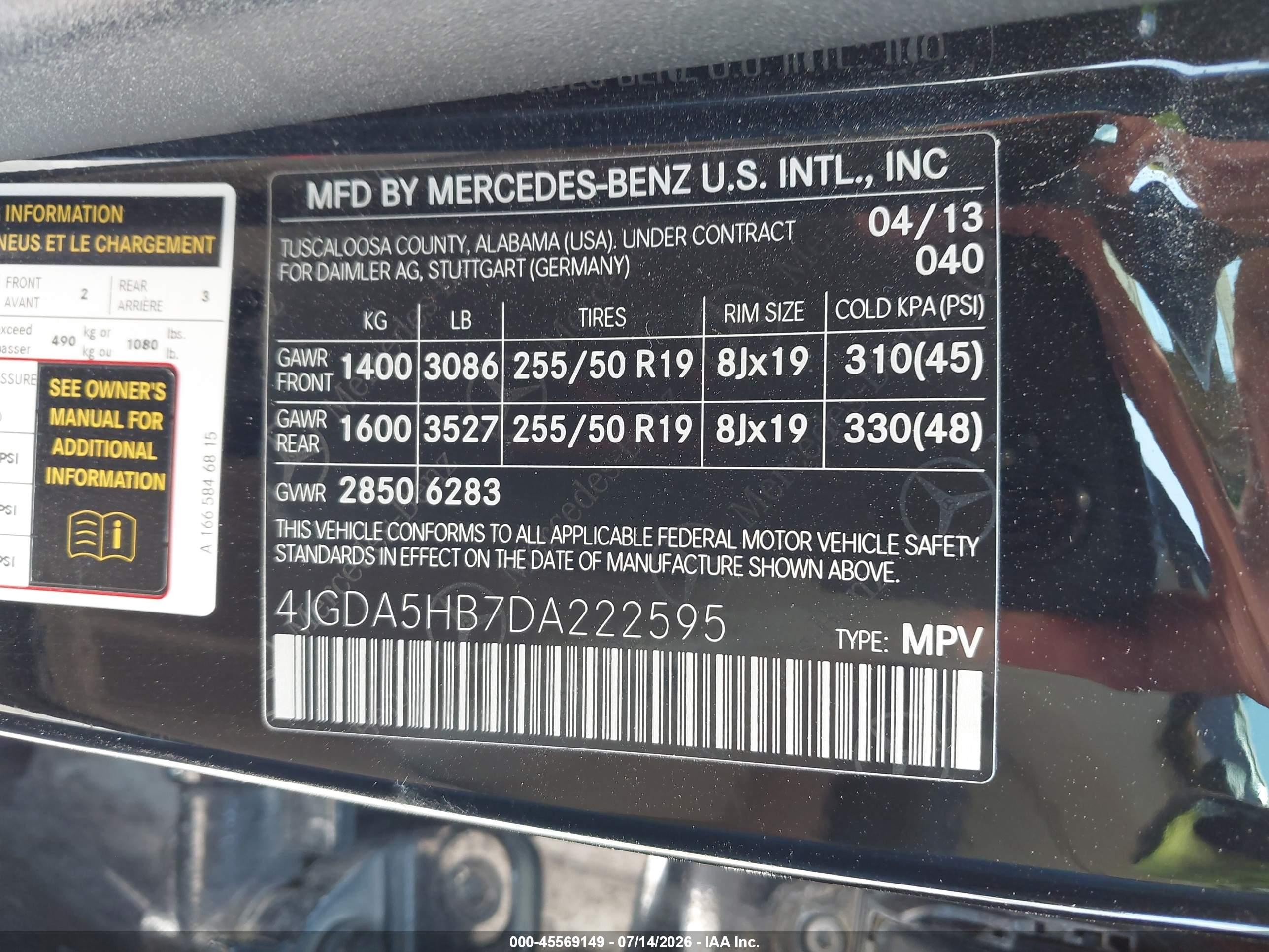 2013 Mercedes-benz Ml 350 4matic Black vin: 4JGDA5HB7DA222595