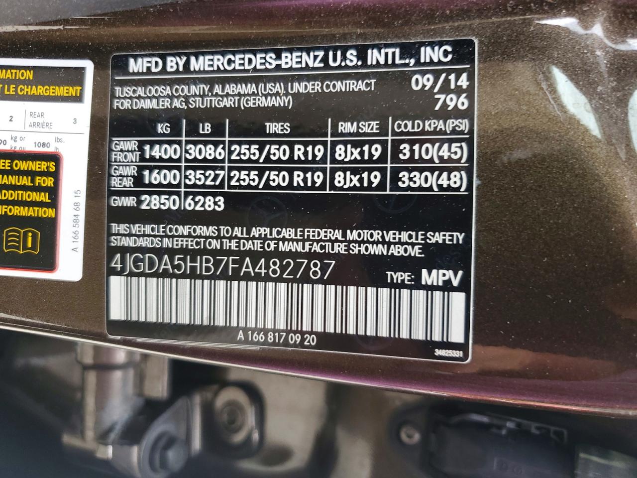 2015 Mercedes-benz Ml 350 4matic Brown vin: 4JGDA5HB7FA482787