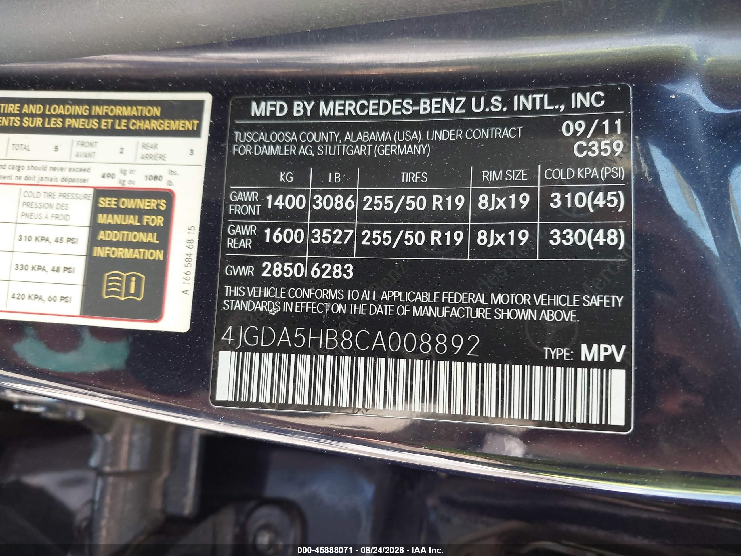 2012 Mercedes-benz Ml 350 4matic Синий vin: 4JGDA5HB8CA008892