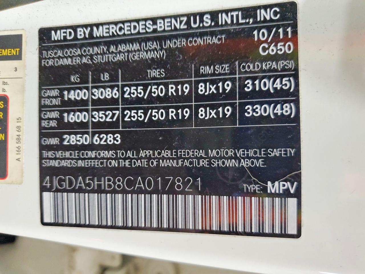 2012 Mercedes-benz Ml 350 4matic White vin: 4JGDA5HB8CA017821