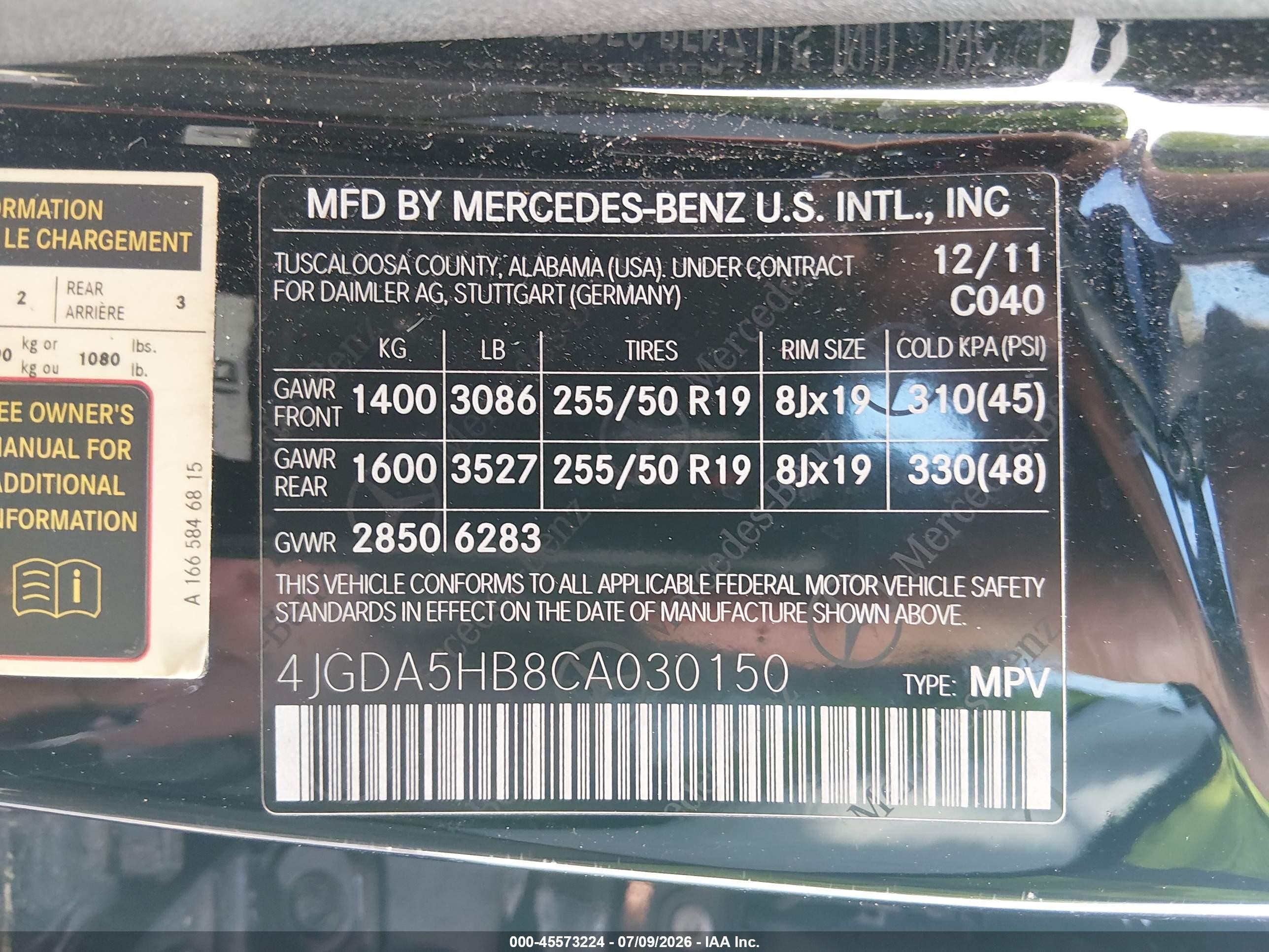 2012 Mercedes-benz Ml 350 4matic Black vin: 4JGDA5HB8CA030150