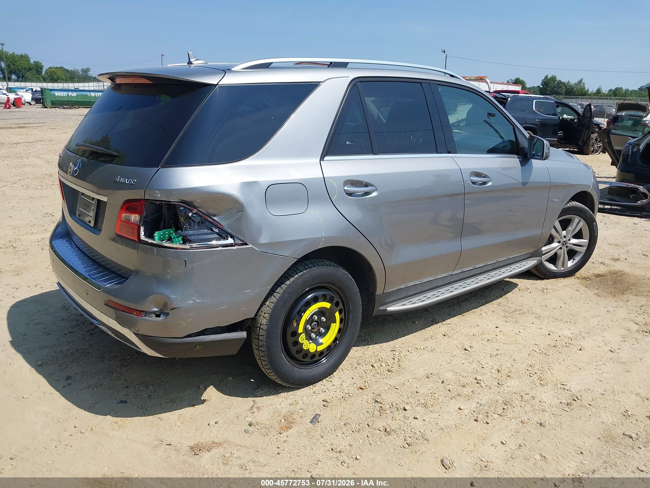 2012 Mercedes-benz Ml 350 4matic Silver vin: 4JGDA5HB8CA071166