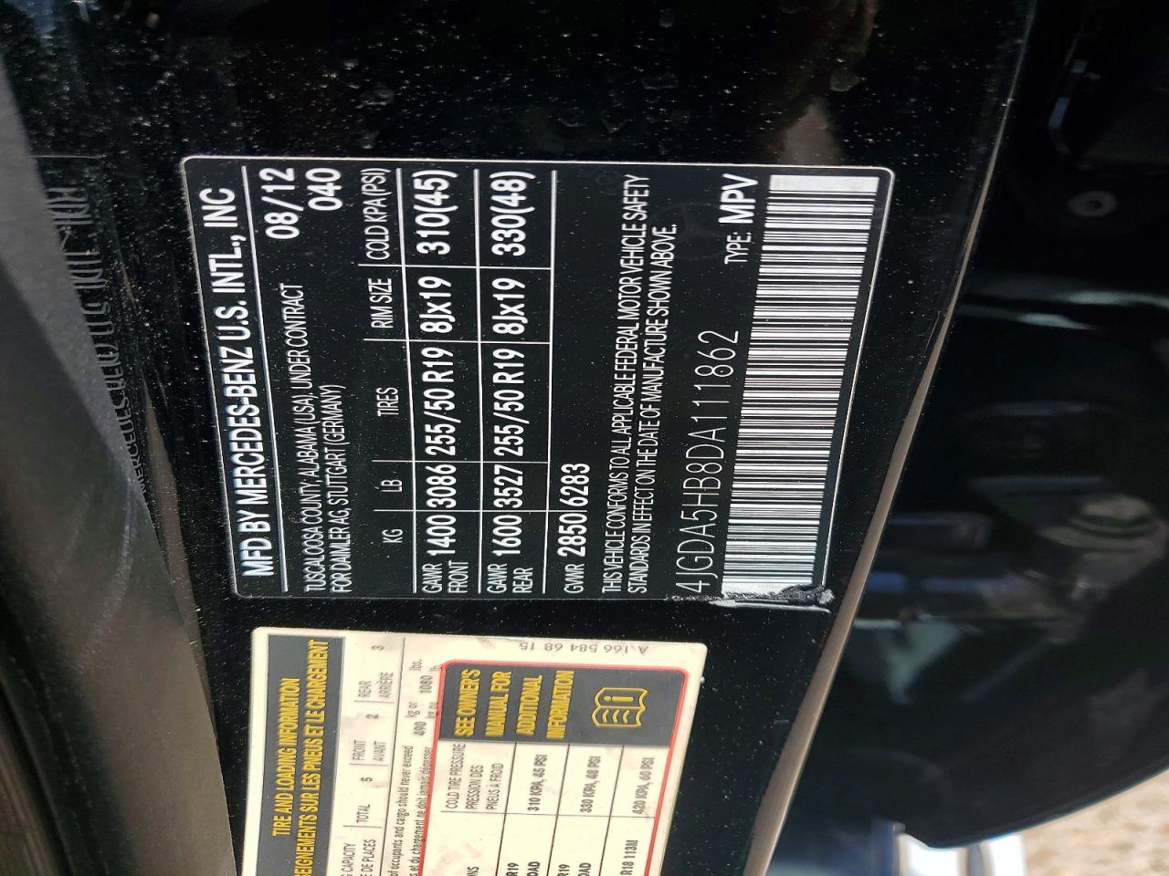 2013 Mercedes-benz Ml 350 4matic Черный vin: 4JGDA5HB8DA111862
