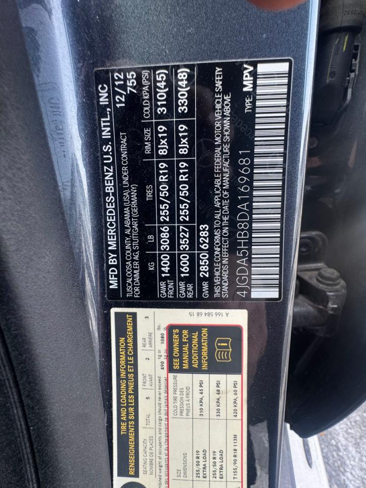 2013 Mercedes-benz Ml 350 4matic Blue vin: 4JGDA5HB8DA169681