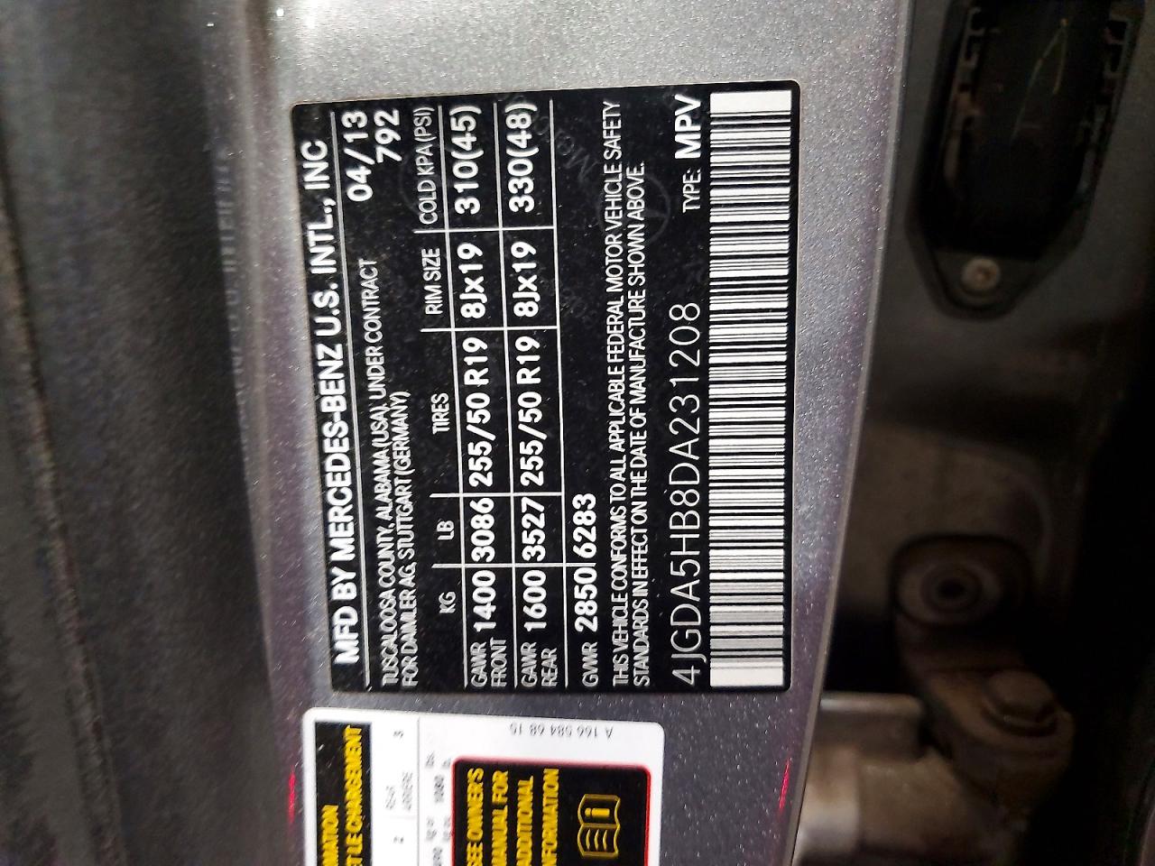 2013 Mercedes-benz Ml 350 4matic Gray vin: 4JGDA5HB8DA231208