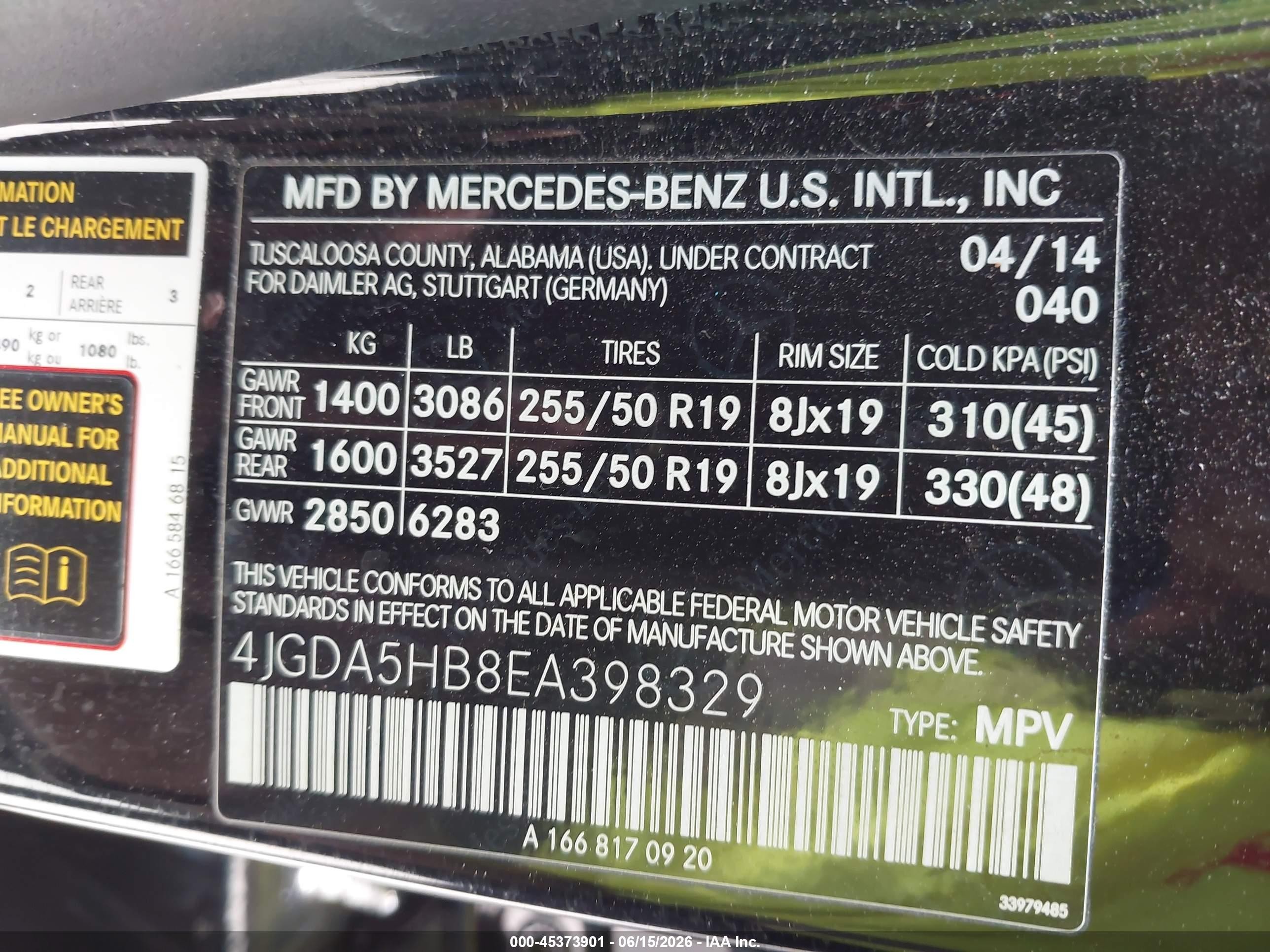 2014 Mercedes-benz Ml 350 4matic Черный vin: 4JGDA5HB8EA398329